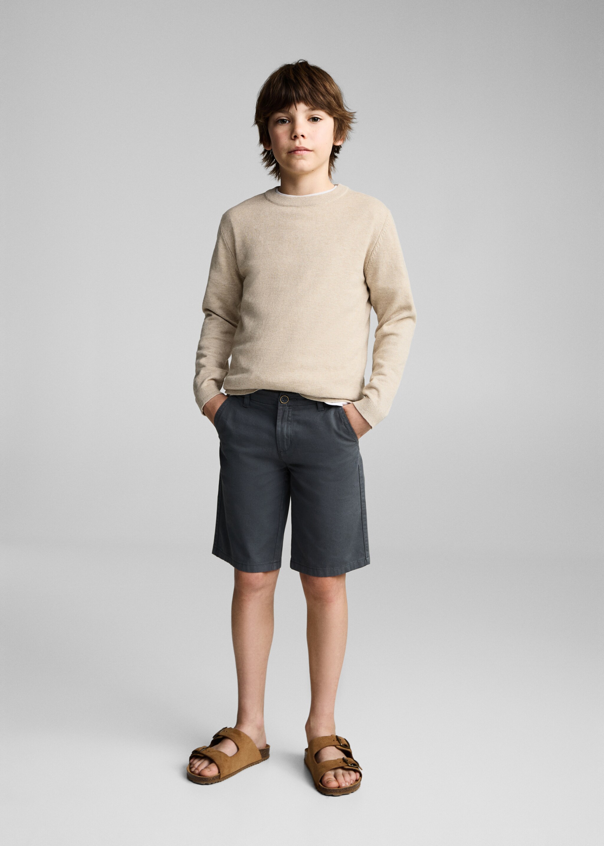 Flecked cotton-blend sweater - General plane