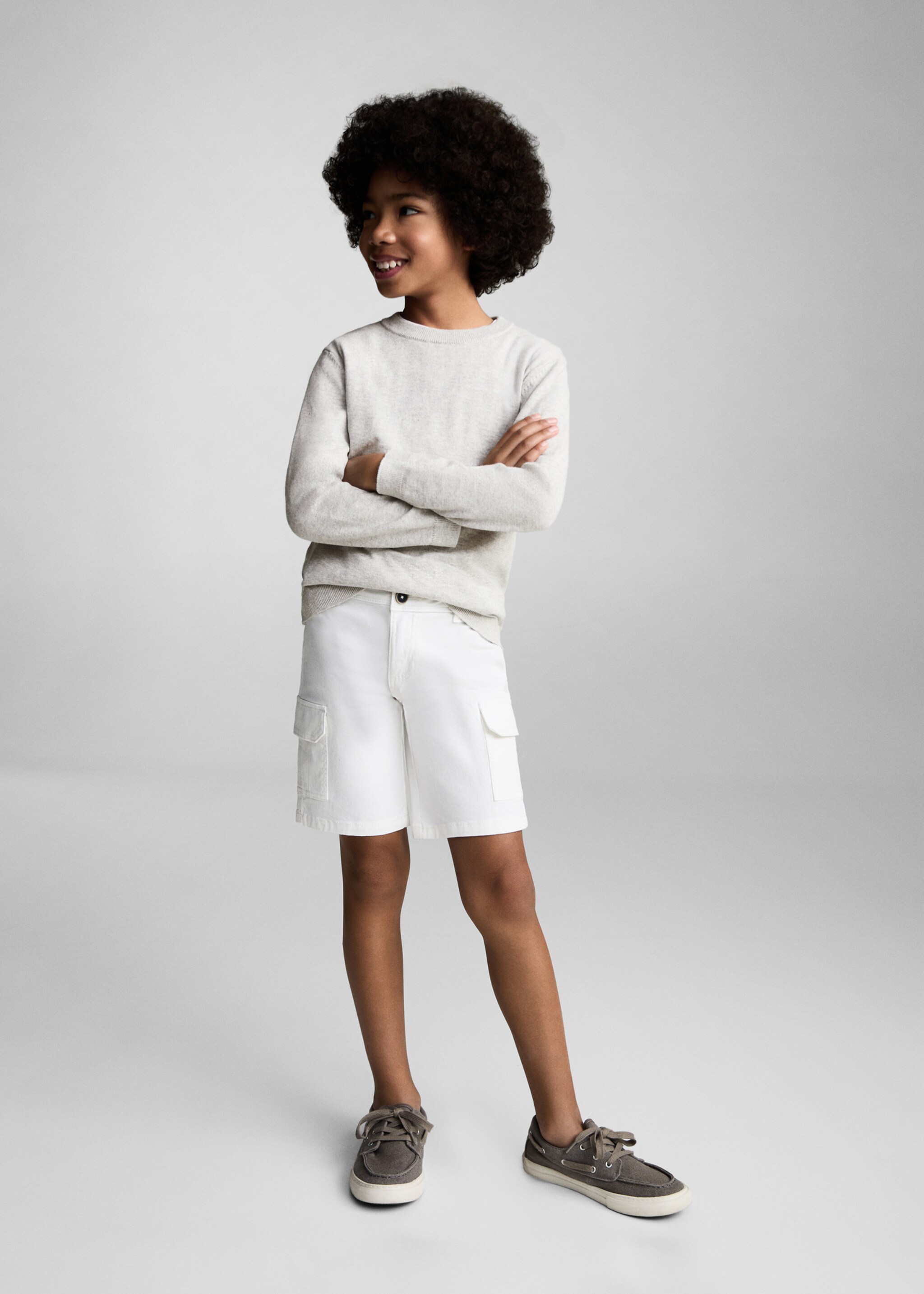 Flecked cotton-blend sweater - General plane