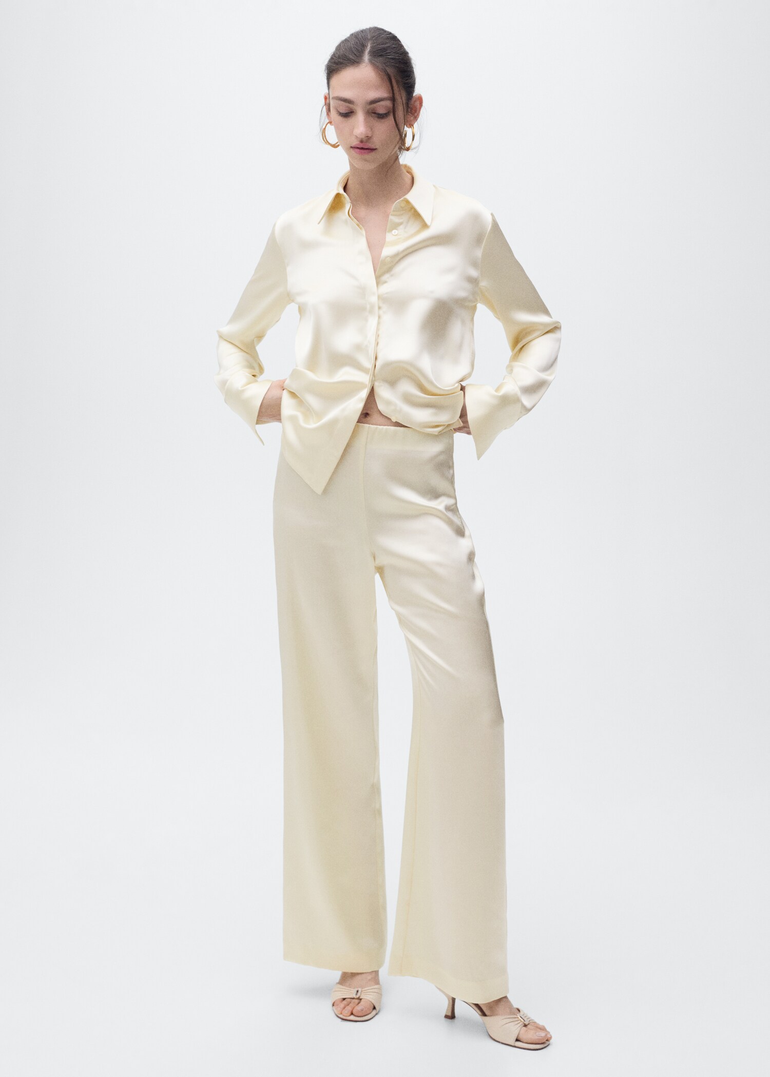 Satin straight-fit trousers - General plane