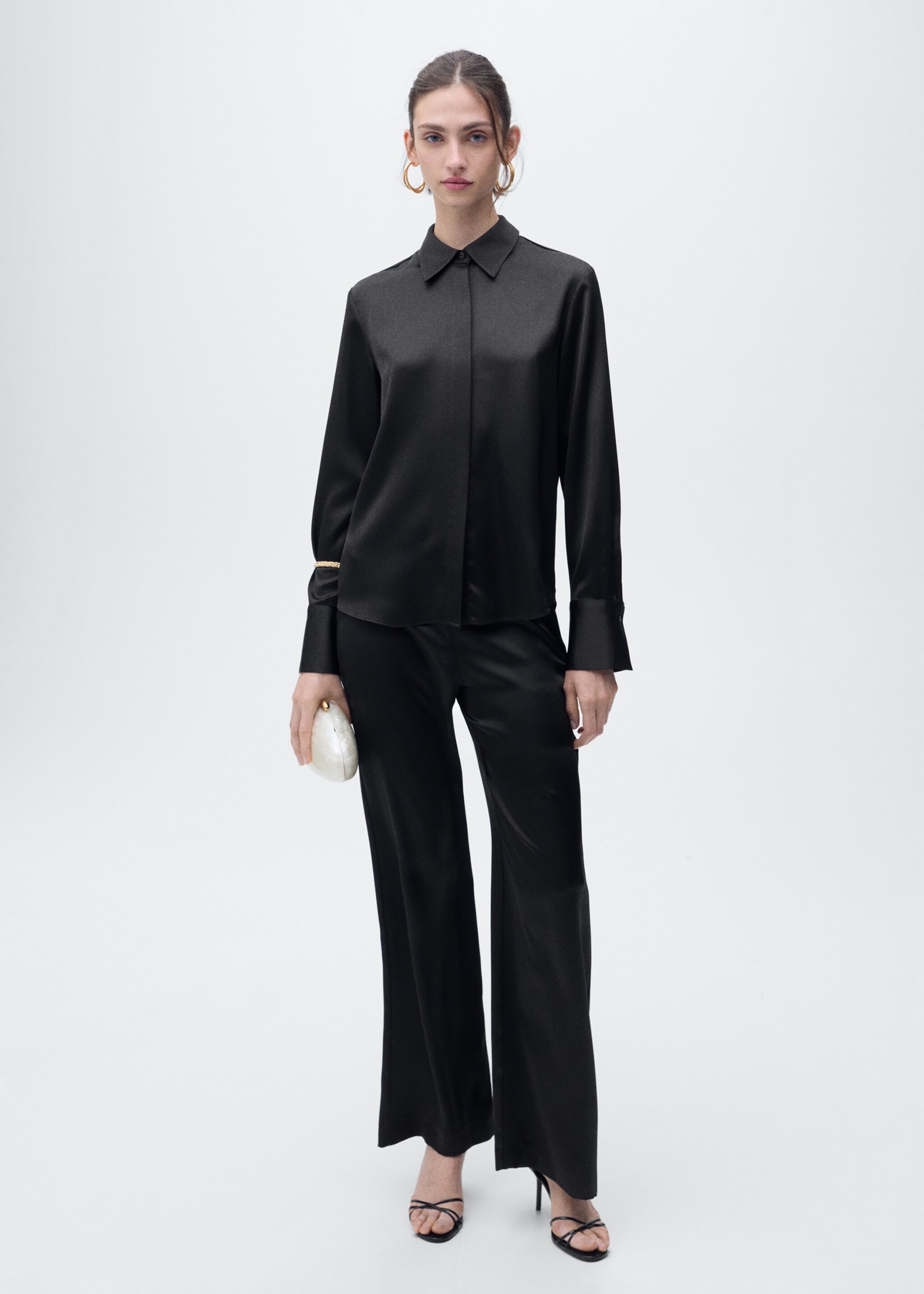 Satin straight-fit trousers - General plane