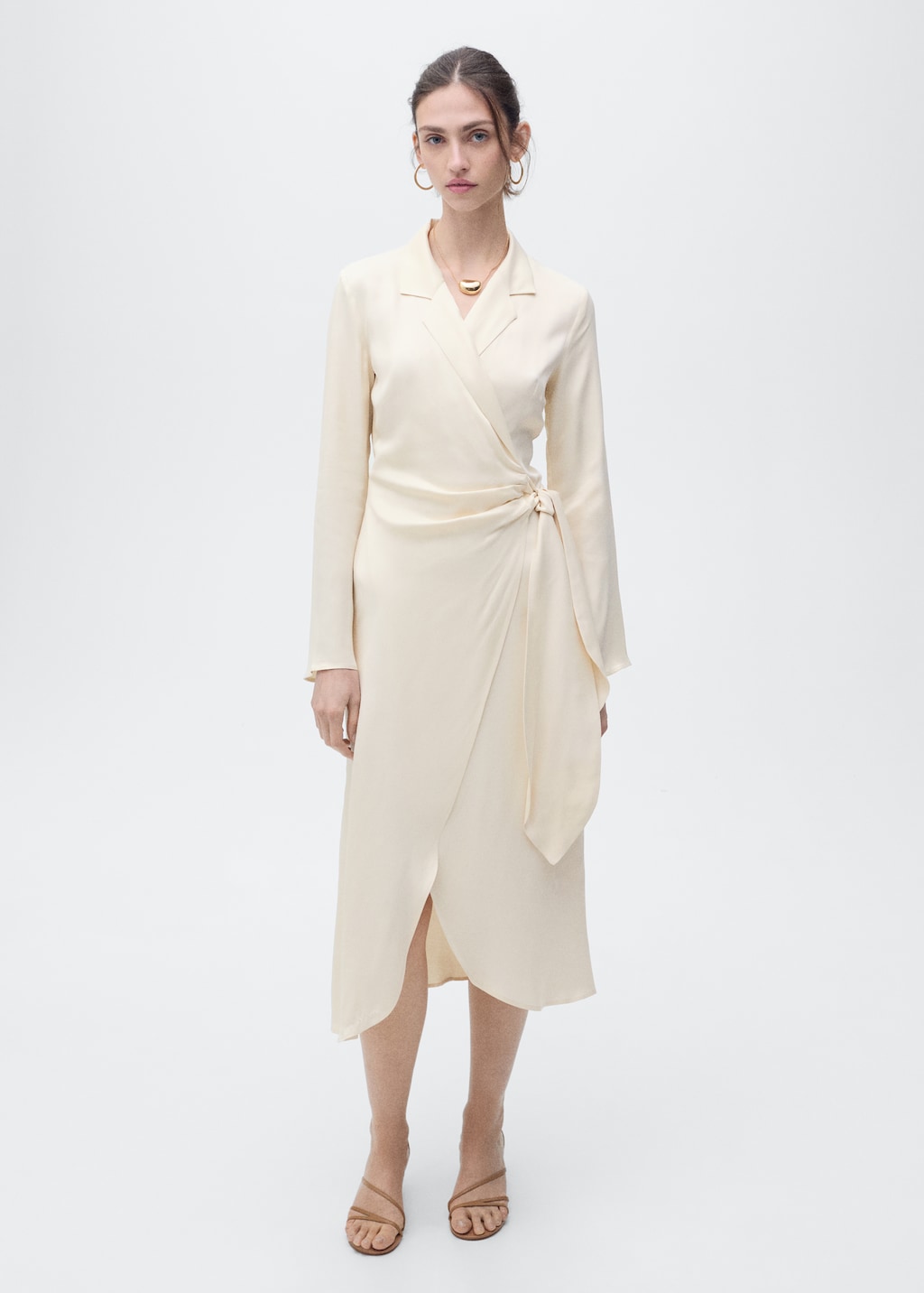 Mango Wrap midi-dress with knot