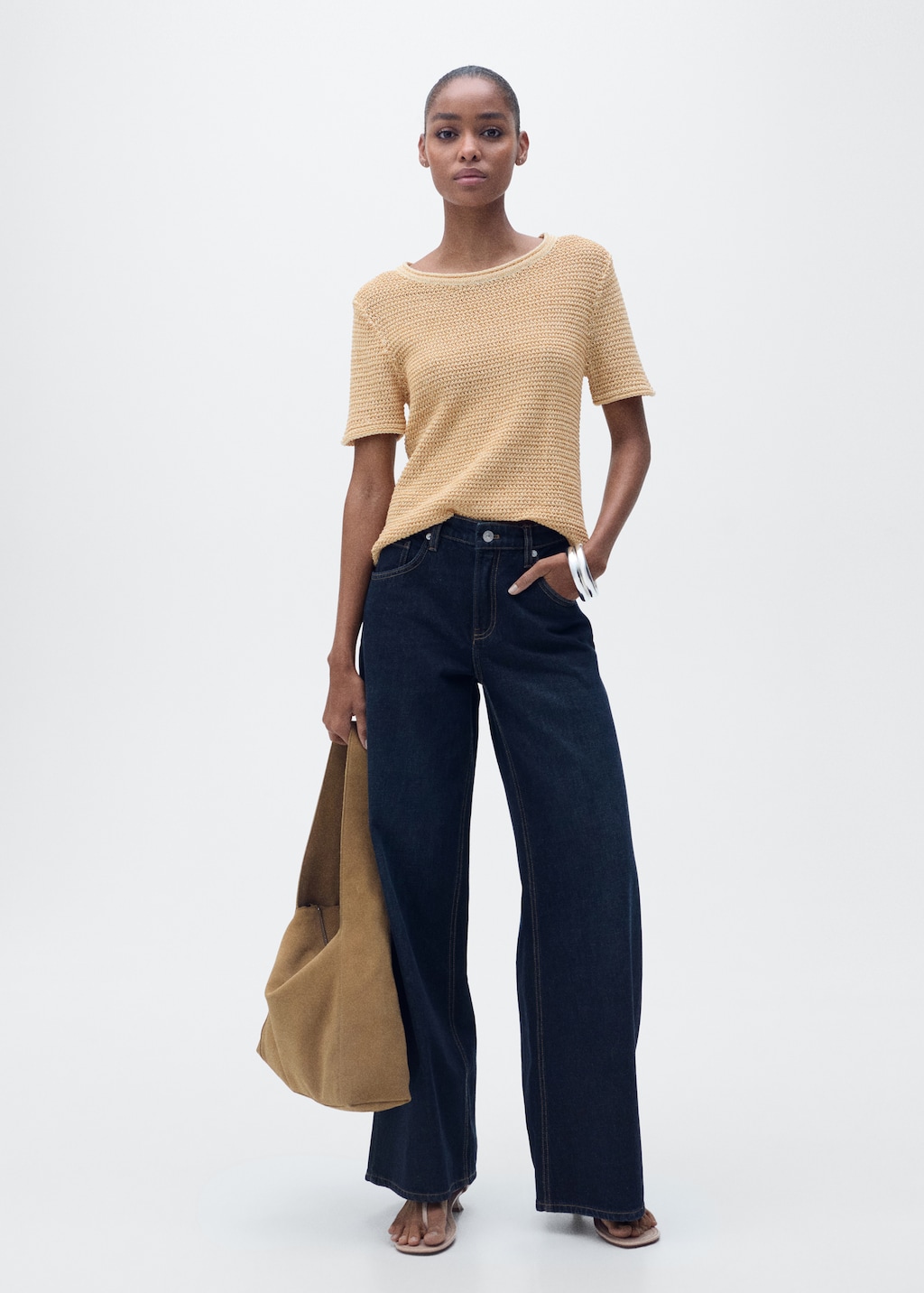 Mango Short-sleeved chunky-knit sweater