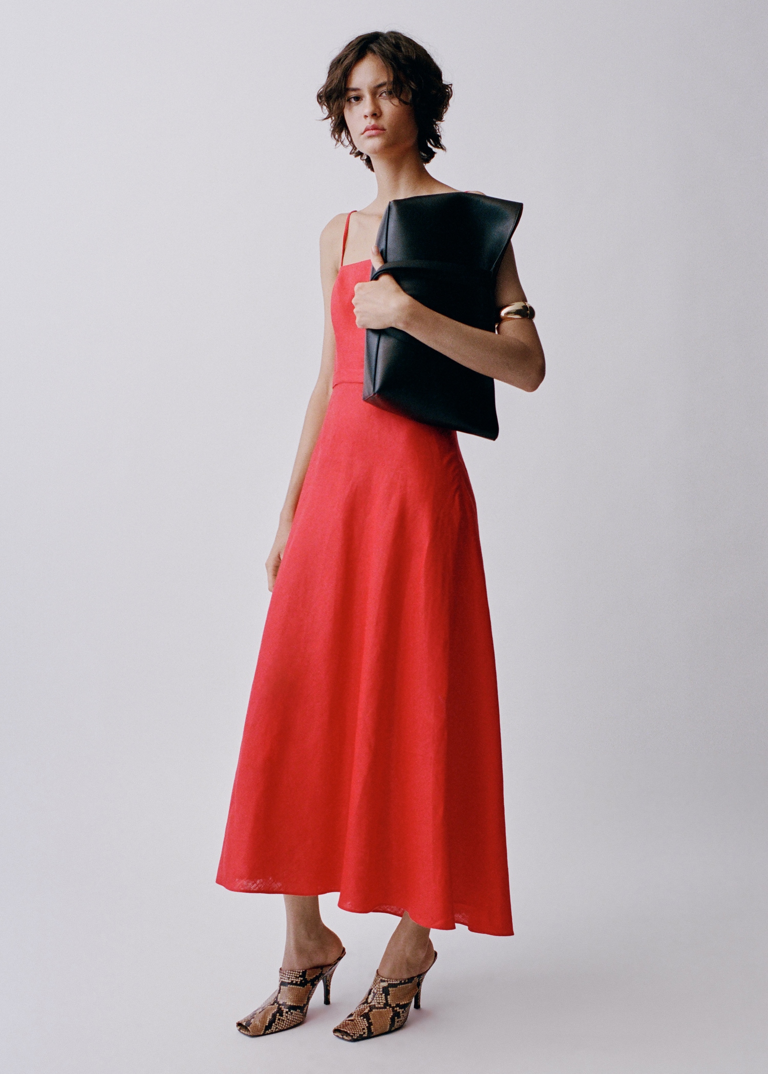 Vestido lino lazo de Mango
