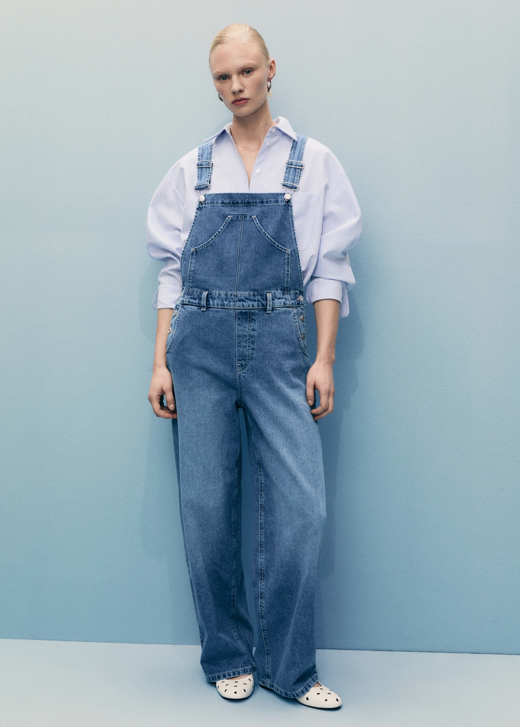 Straight denim dungarees - Women | MANGO USA
