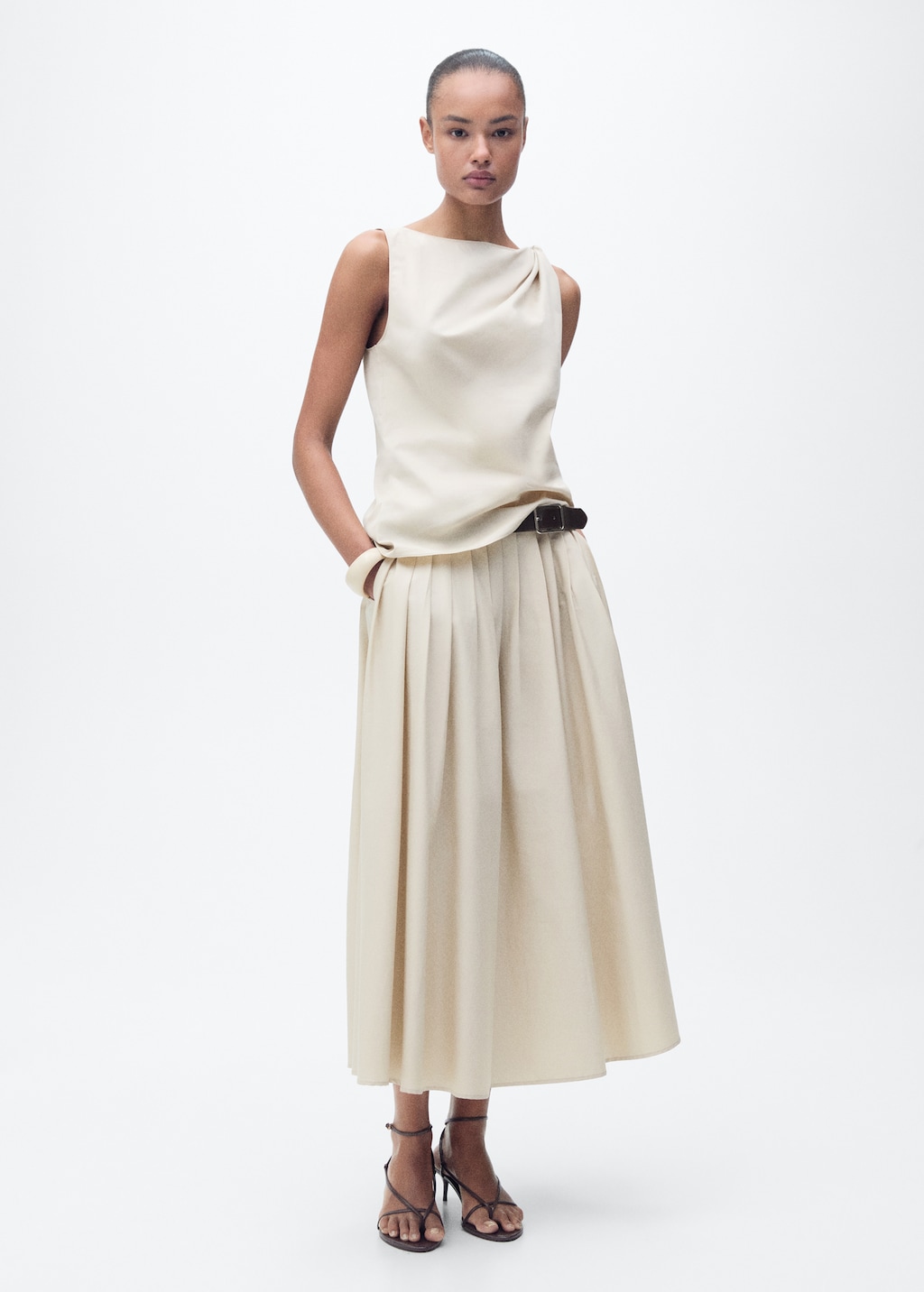 ★HUG YOUR SKIN★ Star Flared midi skirt【送料0/関税0】 Yige Women's High Waisted A line Skirt Skater Pleated Full