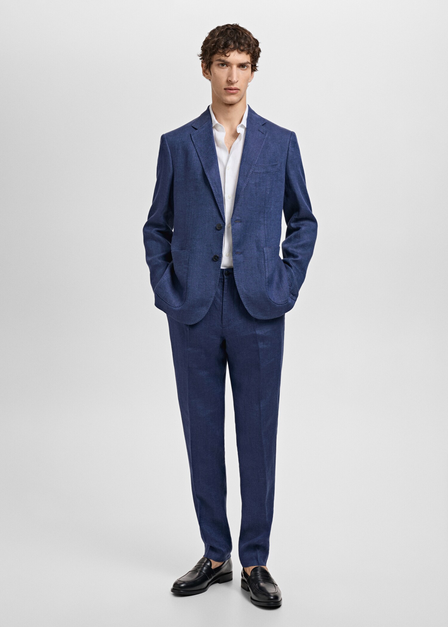 Öltöny nadrág Salerno 100% len slim fit - Általános sík