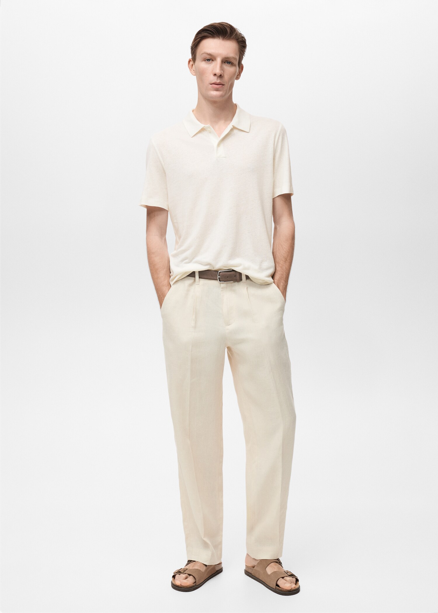 Polo lino slim fit - Plano general