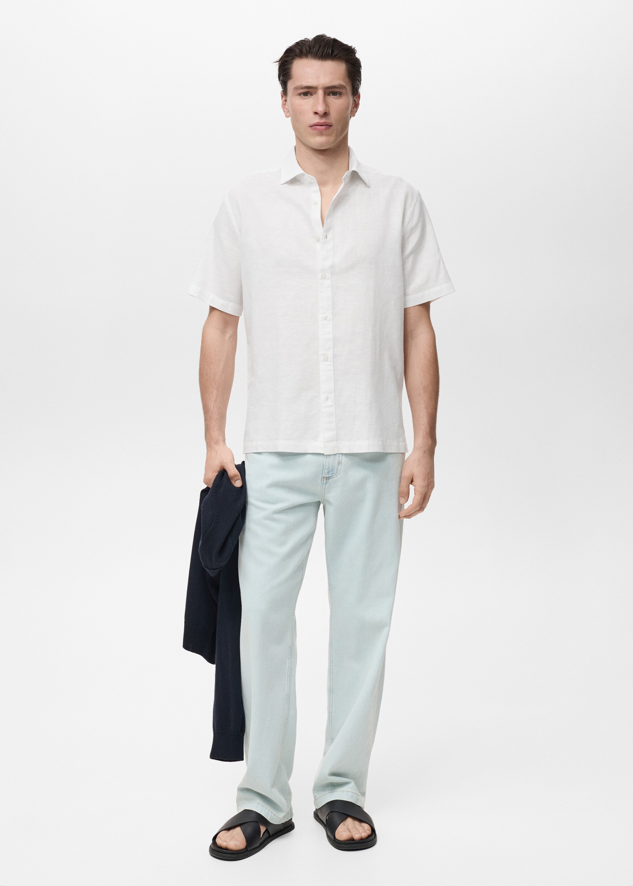 Short sleeve linen-blend shirt - General plane