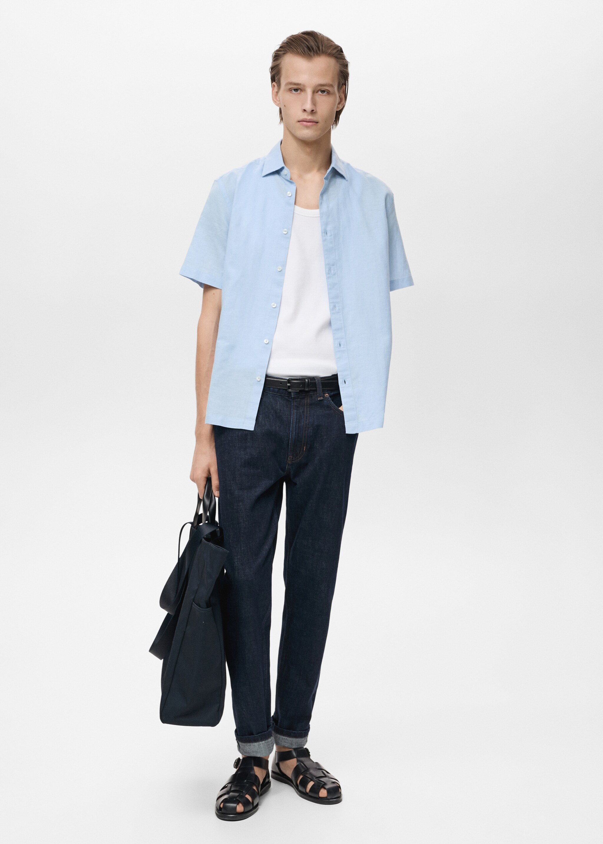 Short sleeve linen-blend shirt - General plane