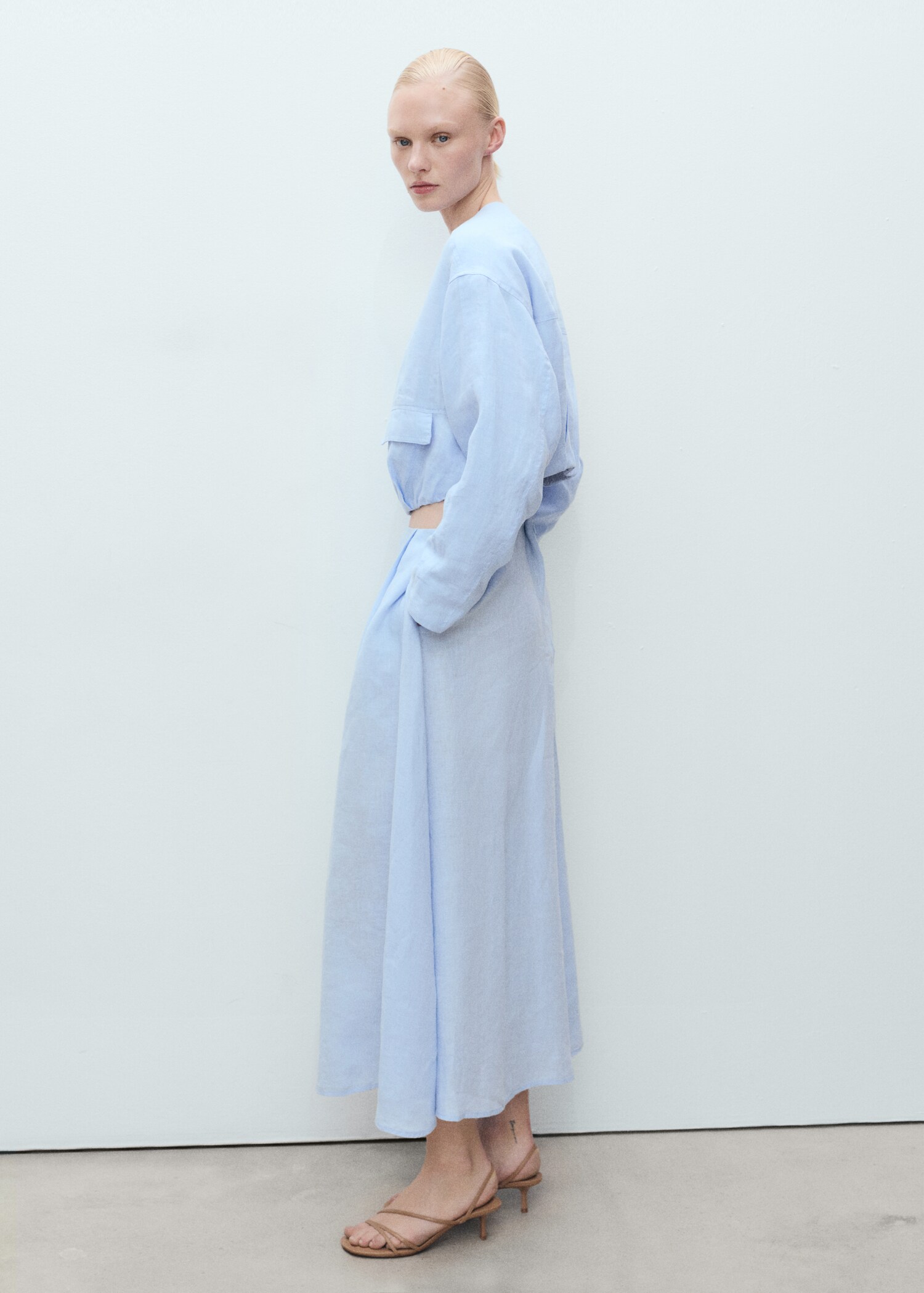 Linen skirt with pleat detail - General plane
