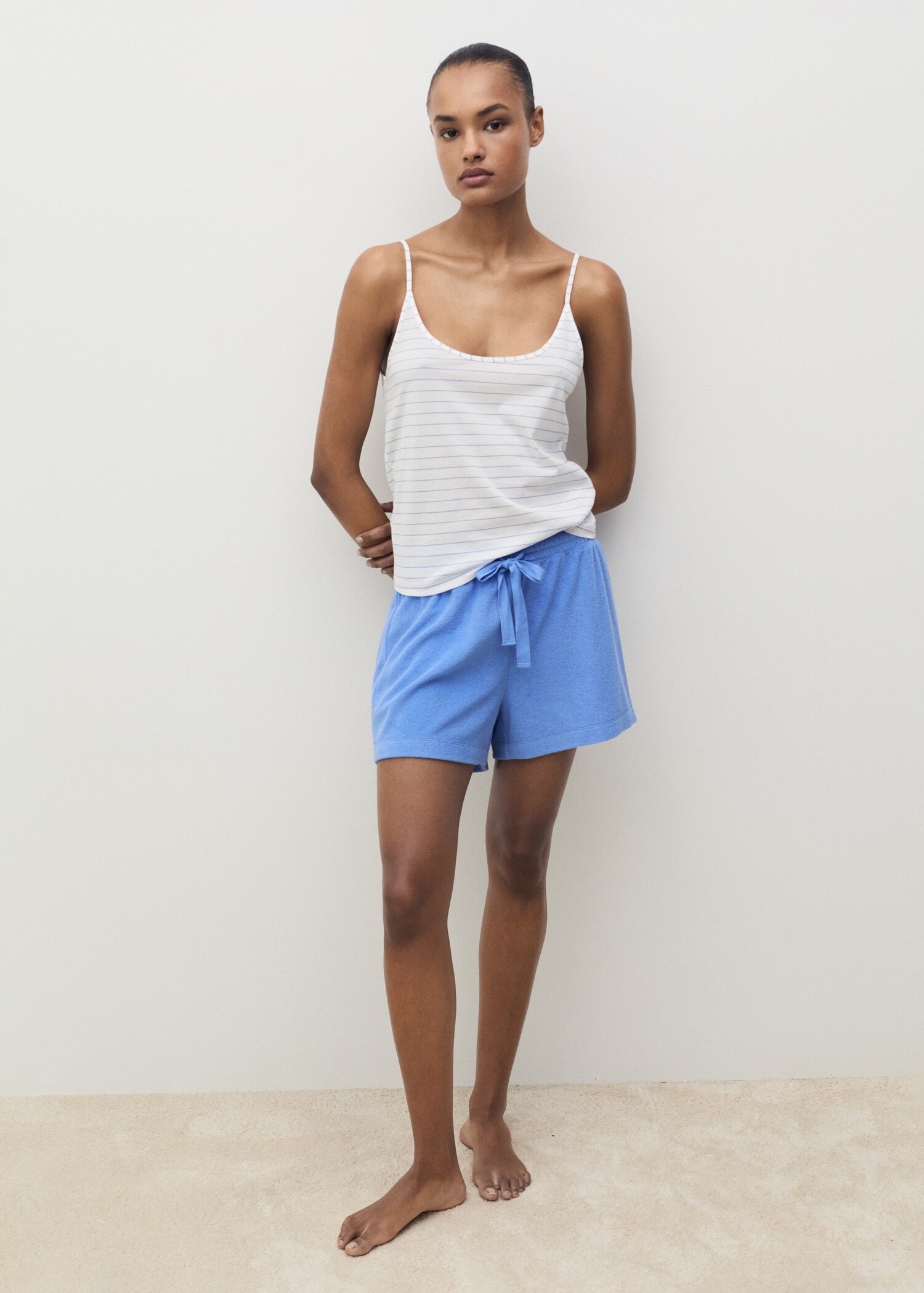 Striped cotton pajama top - General plane