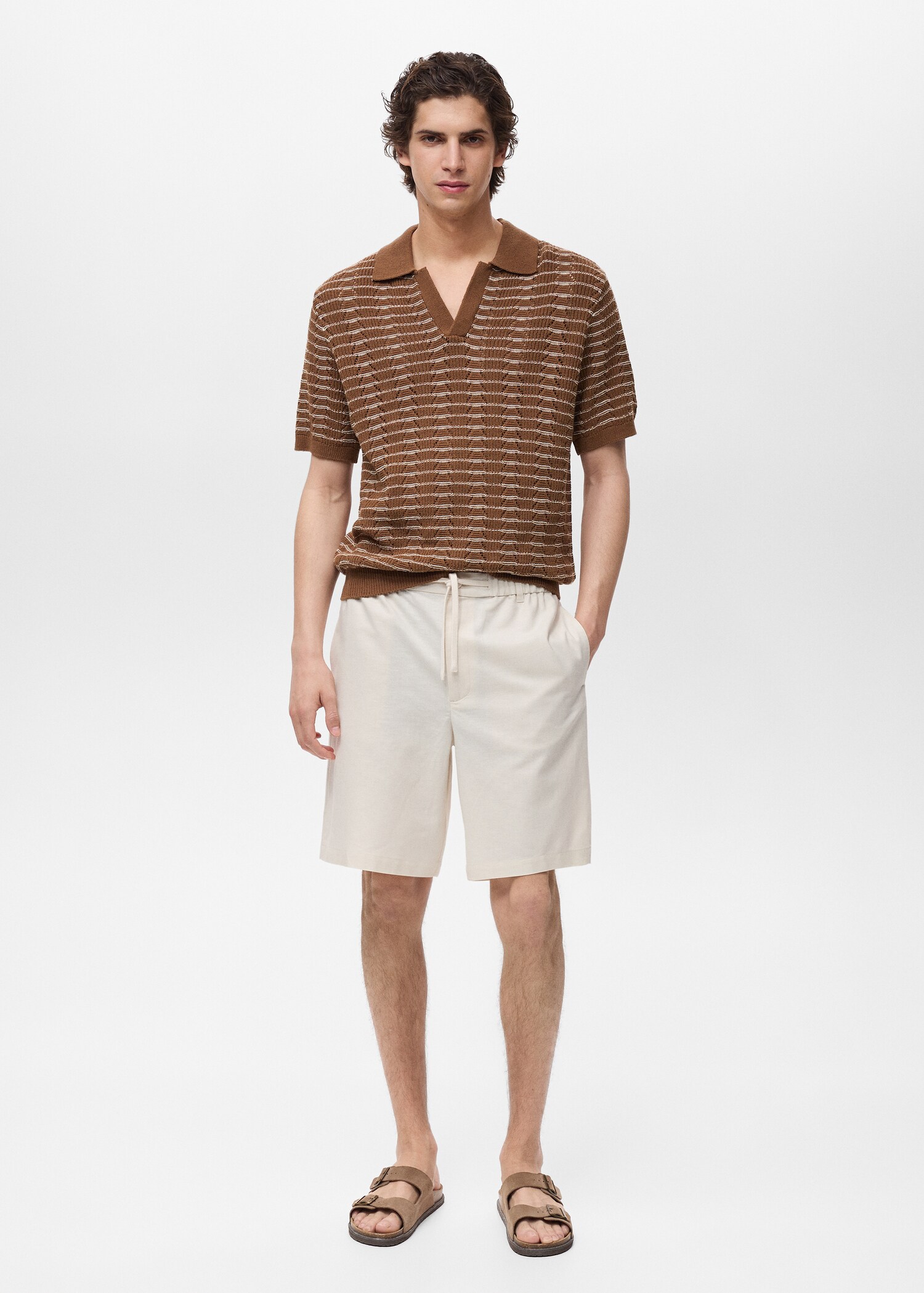 Cotton-linen blend bermuda shorts - General plane