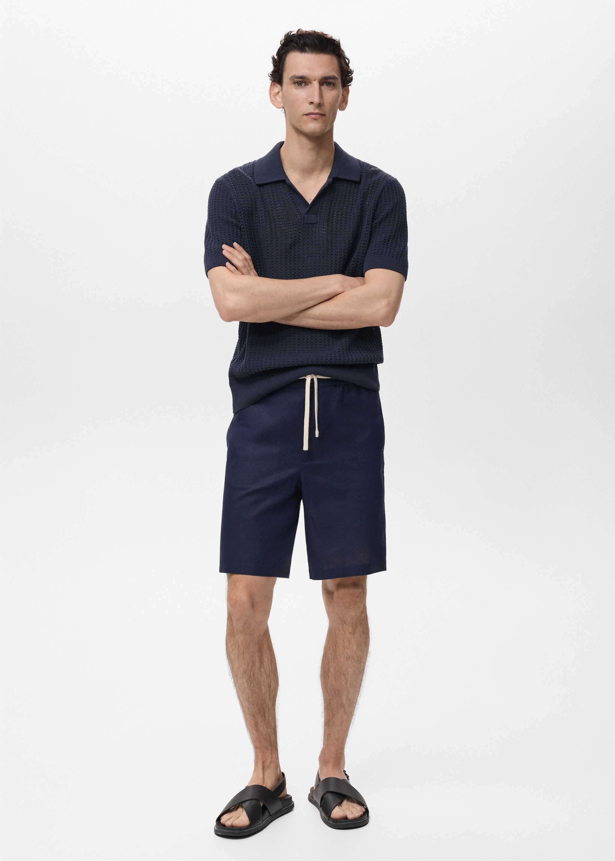 Cotton-linen blend bermuda shorts - General plane