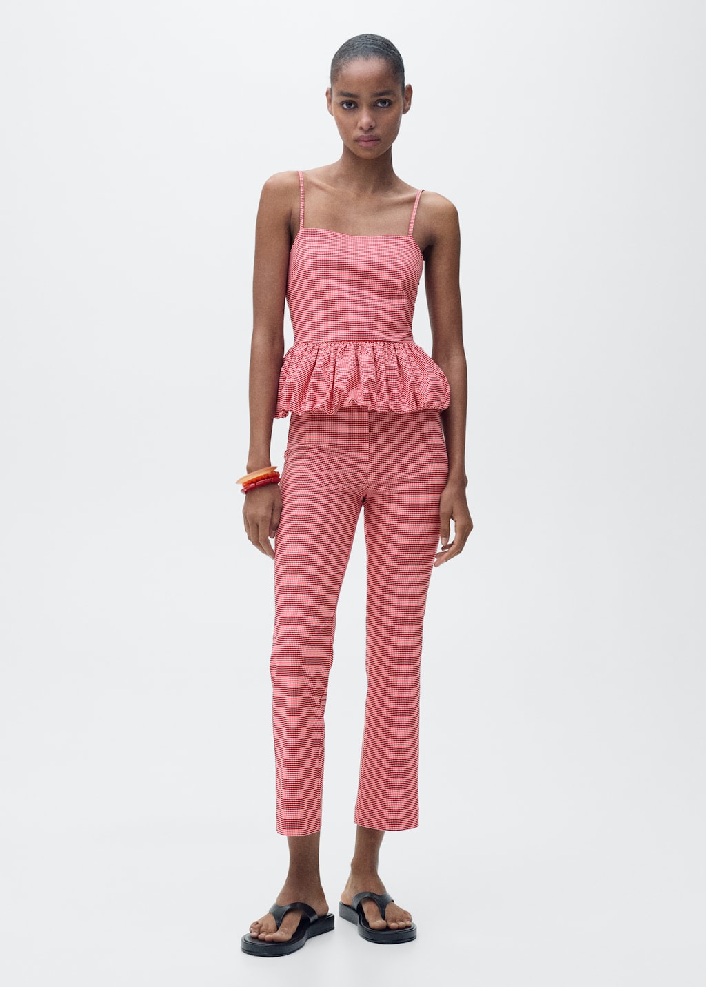 Gingham-check top with ruffle - Women | MANGO USA Gingham-check top with ruffle - Women | MANGO USA