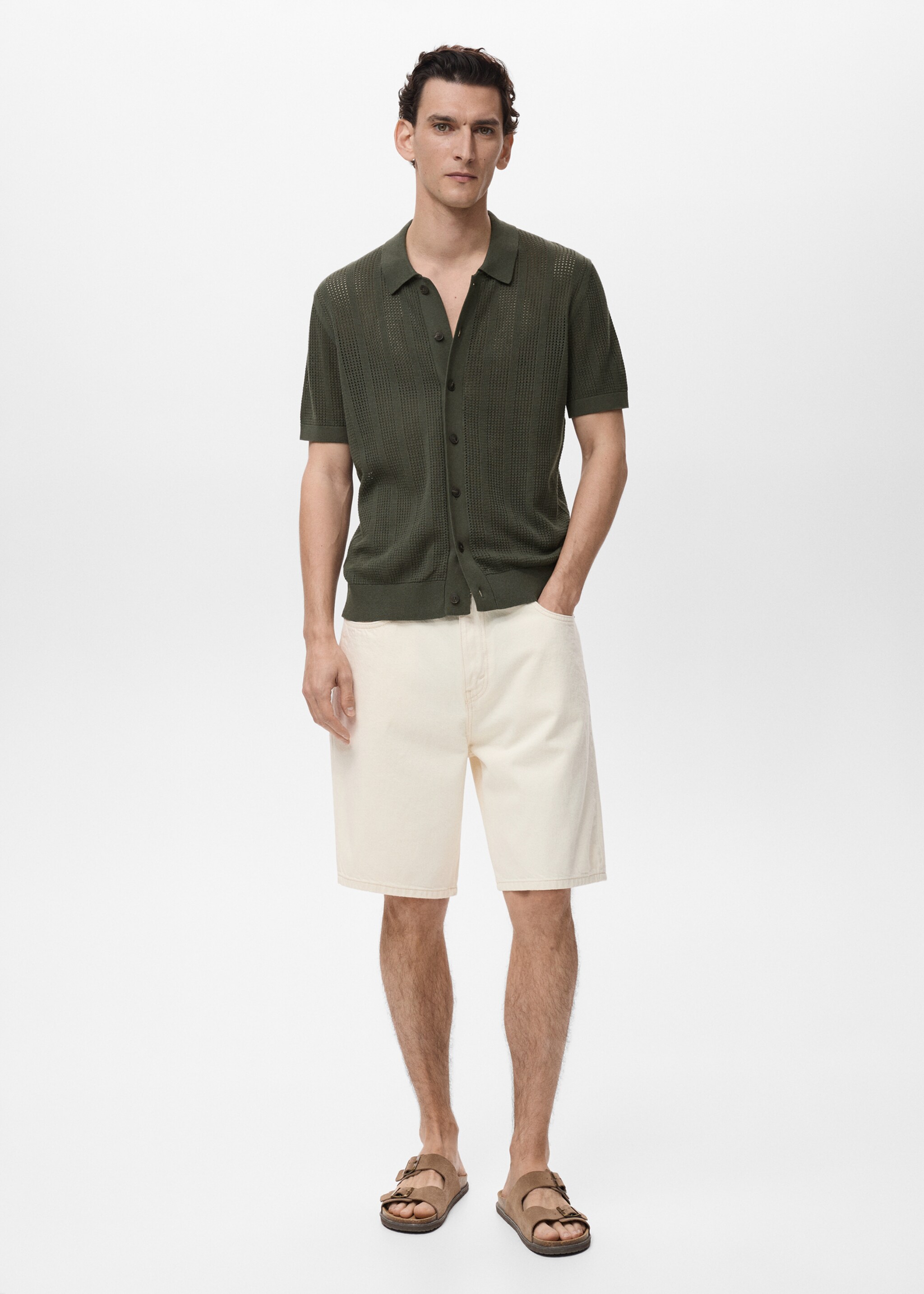 Chemise maille ajourée et structurée rayures - Plan général