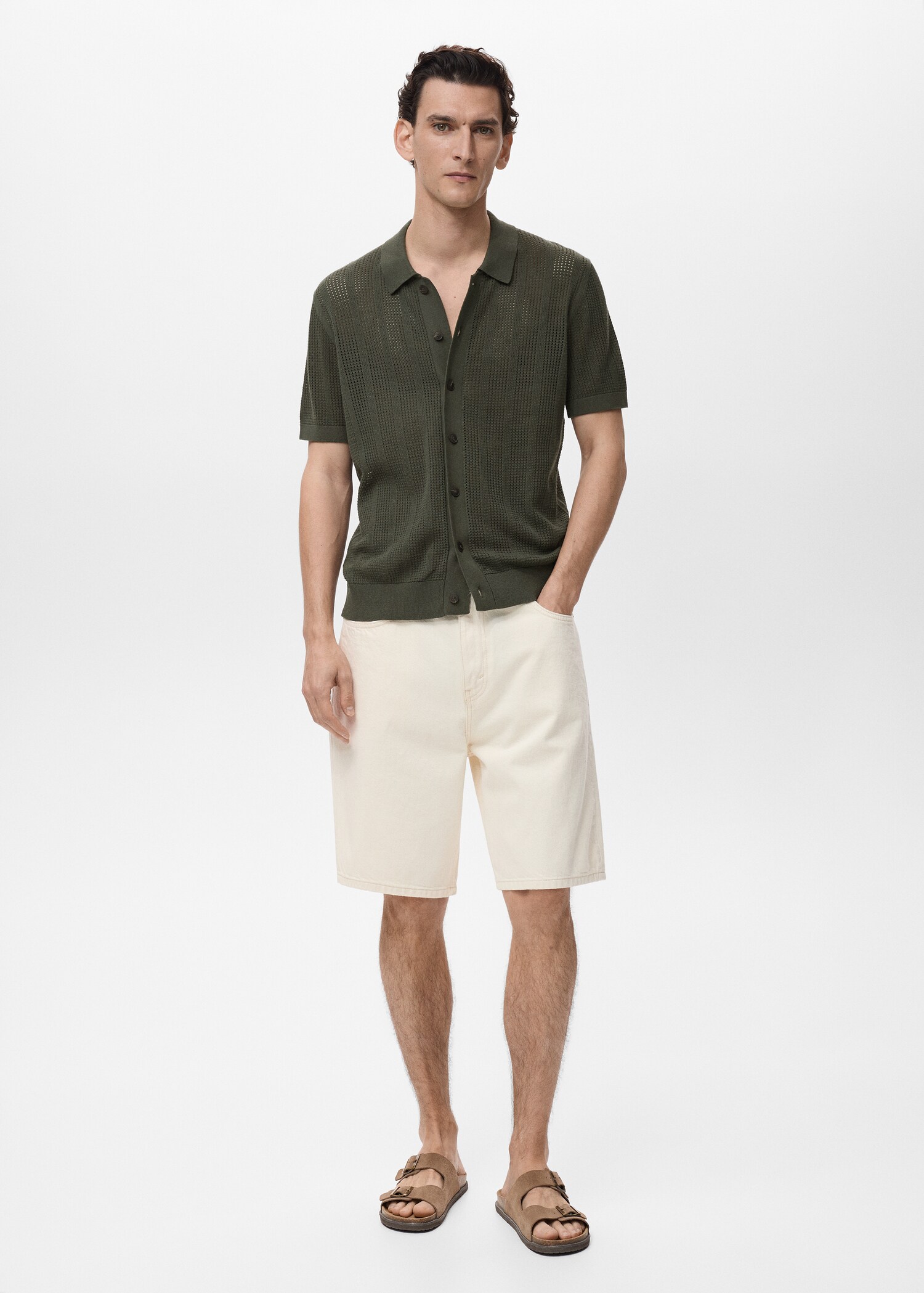 Chemise maille ajourée et structurée rayures - Plan général