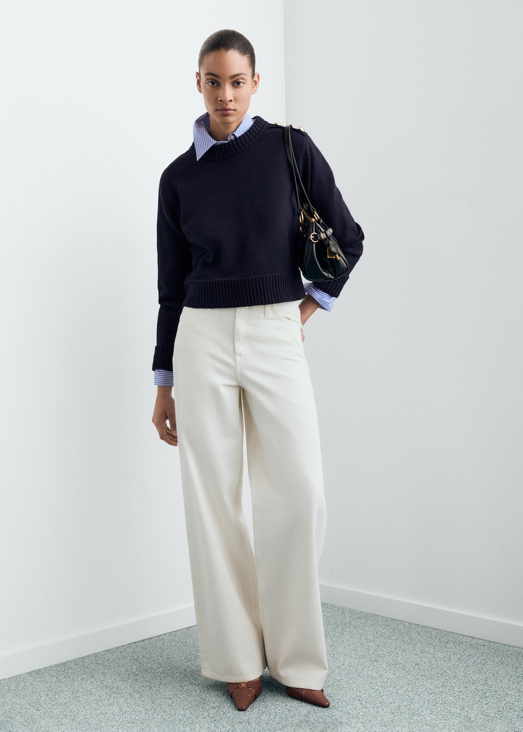 Mango Knitted sweater with jewel buttons