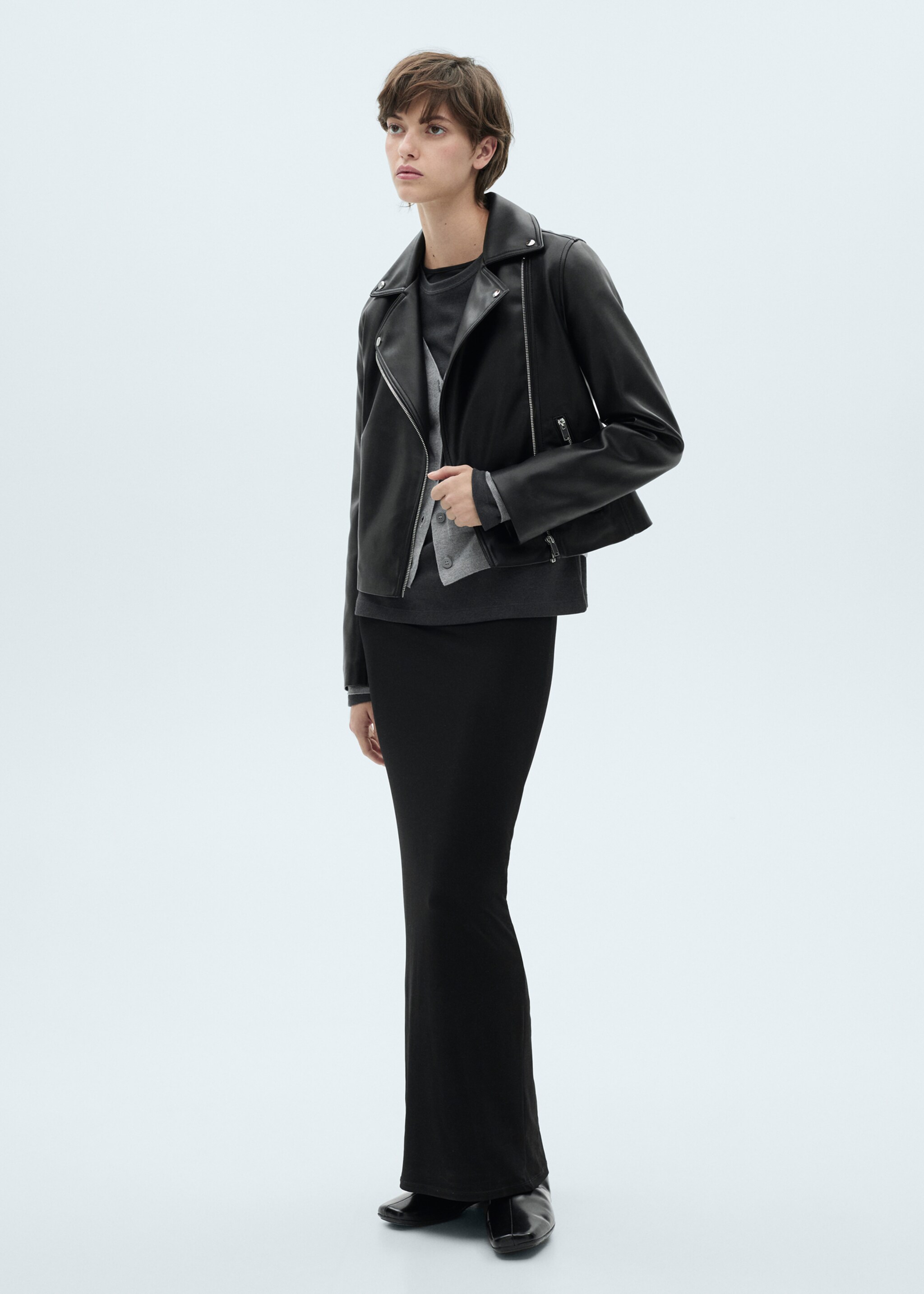 Leather-effect biker jacket - General plane