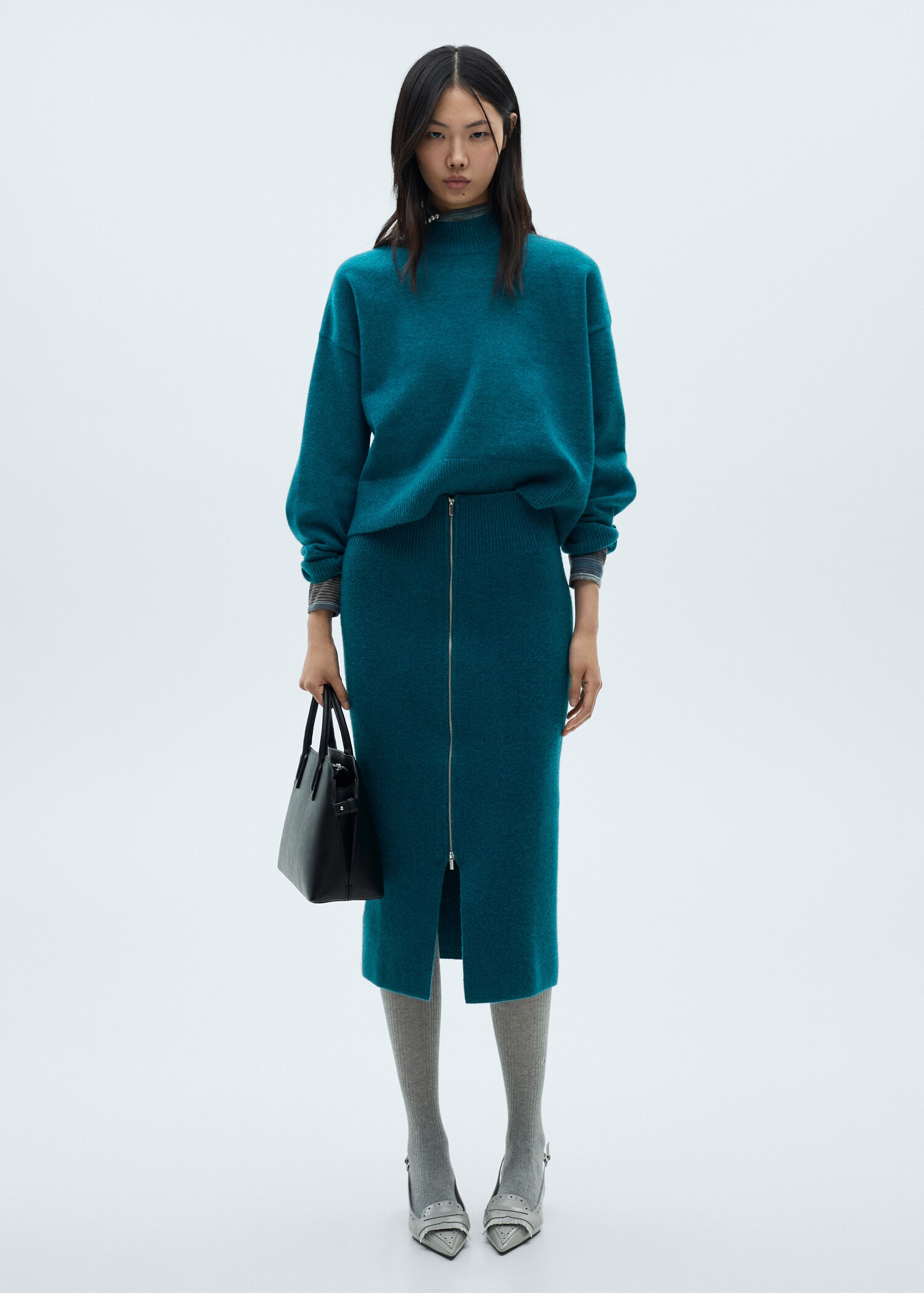 Falda midi punto cremallera - Plano general