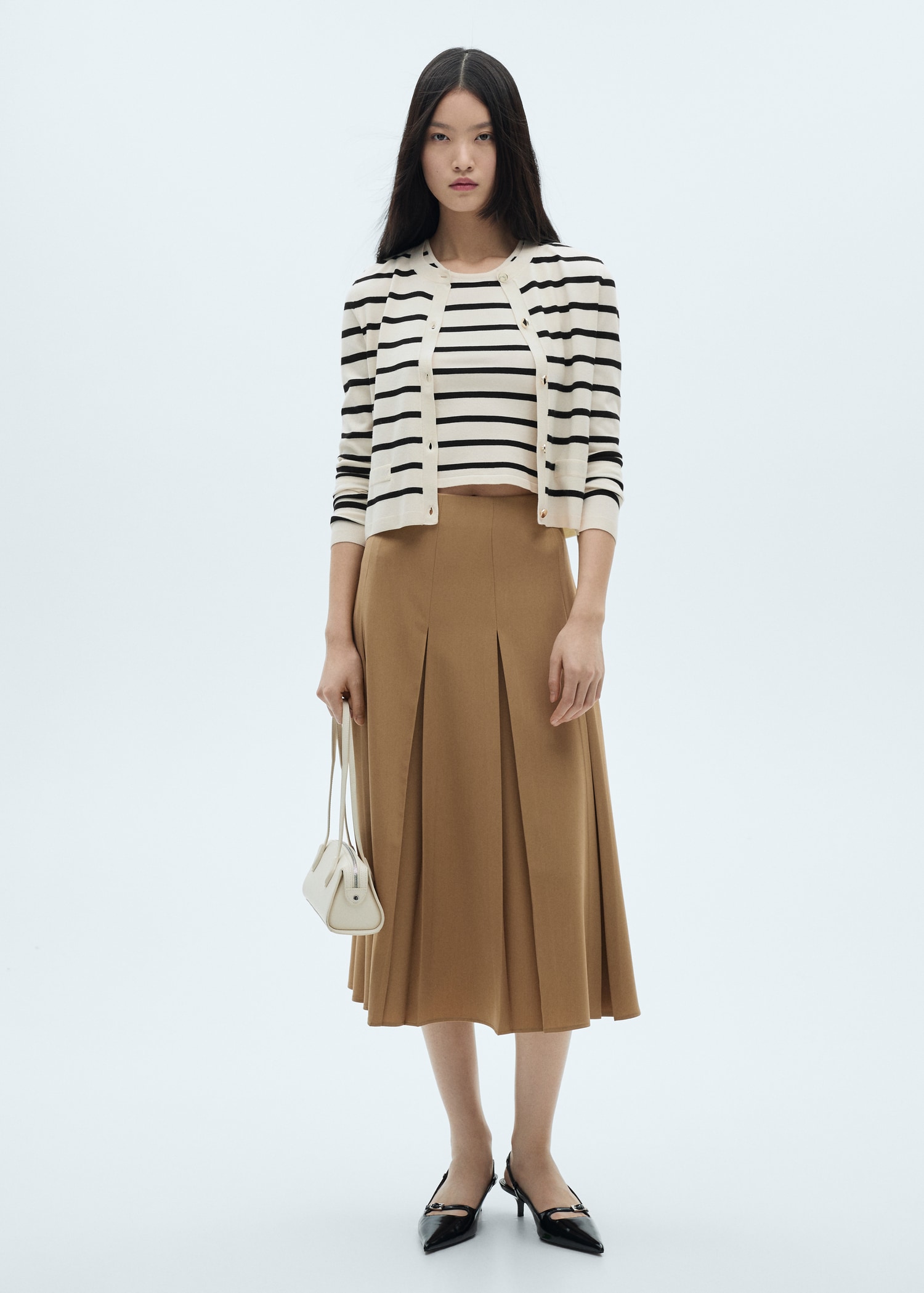 Cardigan rajutan garis-garis - Tampilan Umum