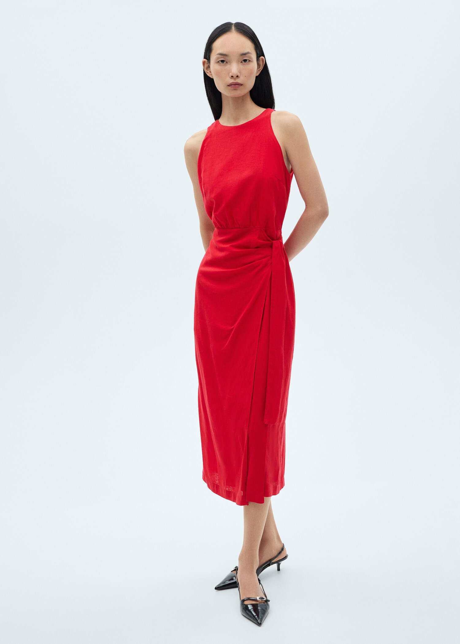 Vestido lino falda pareo - Plano general