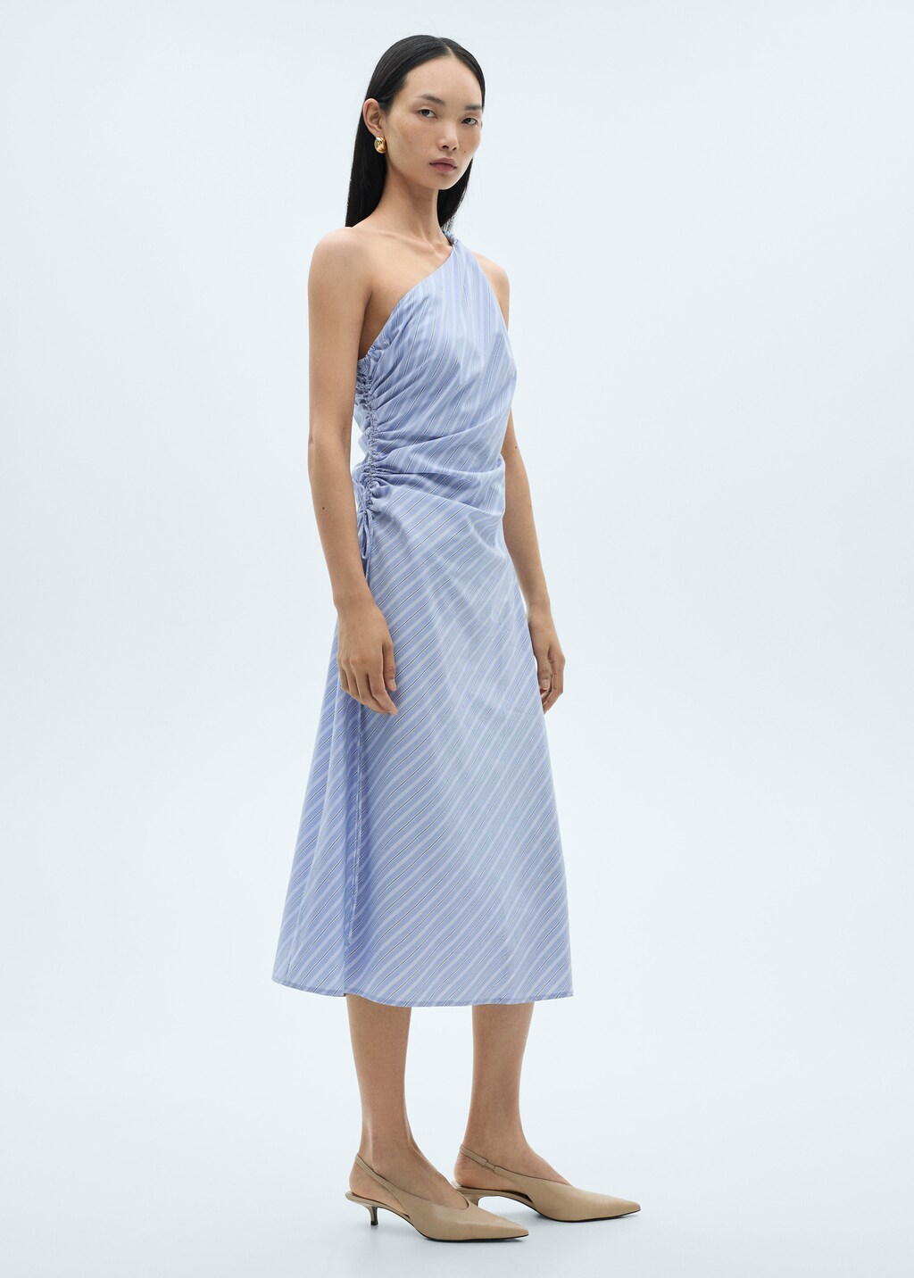 Mango Striped draped asymmetrical dress thumbnail