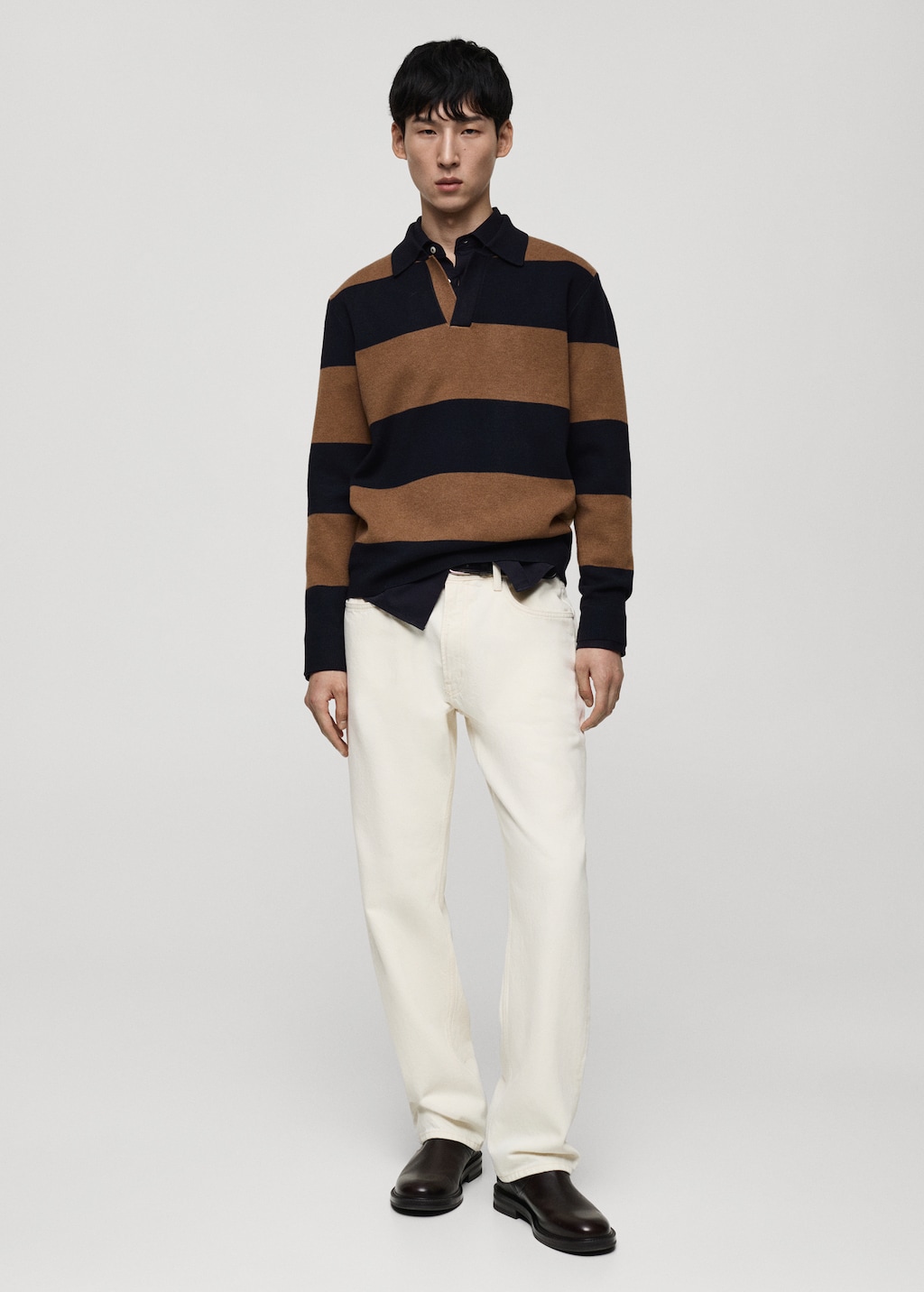 Striped design polo sweater - Men | MANGO USA Striped design polo sweater - Men | MANGO USA