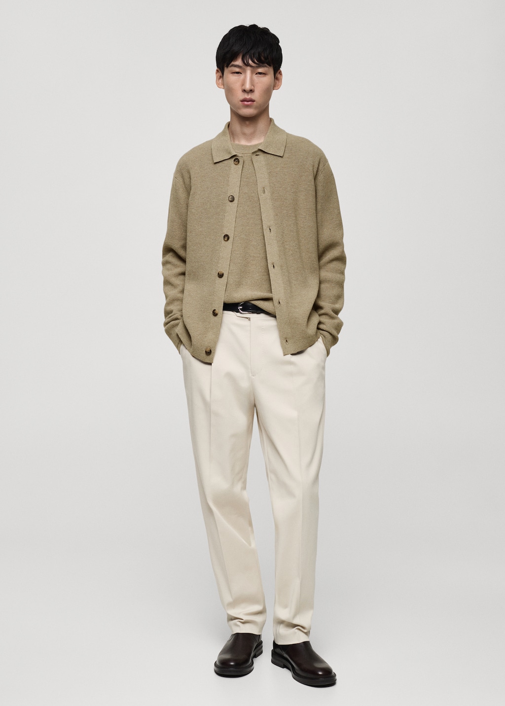 Wool blend polo cardigan - Men | MANGO USA