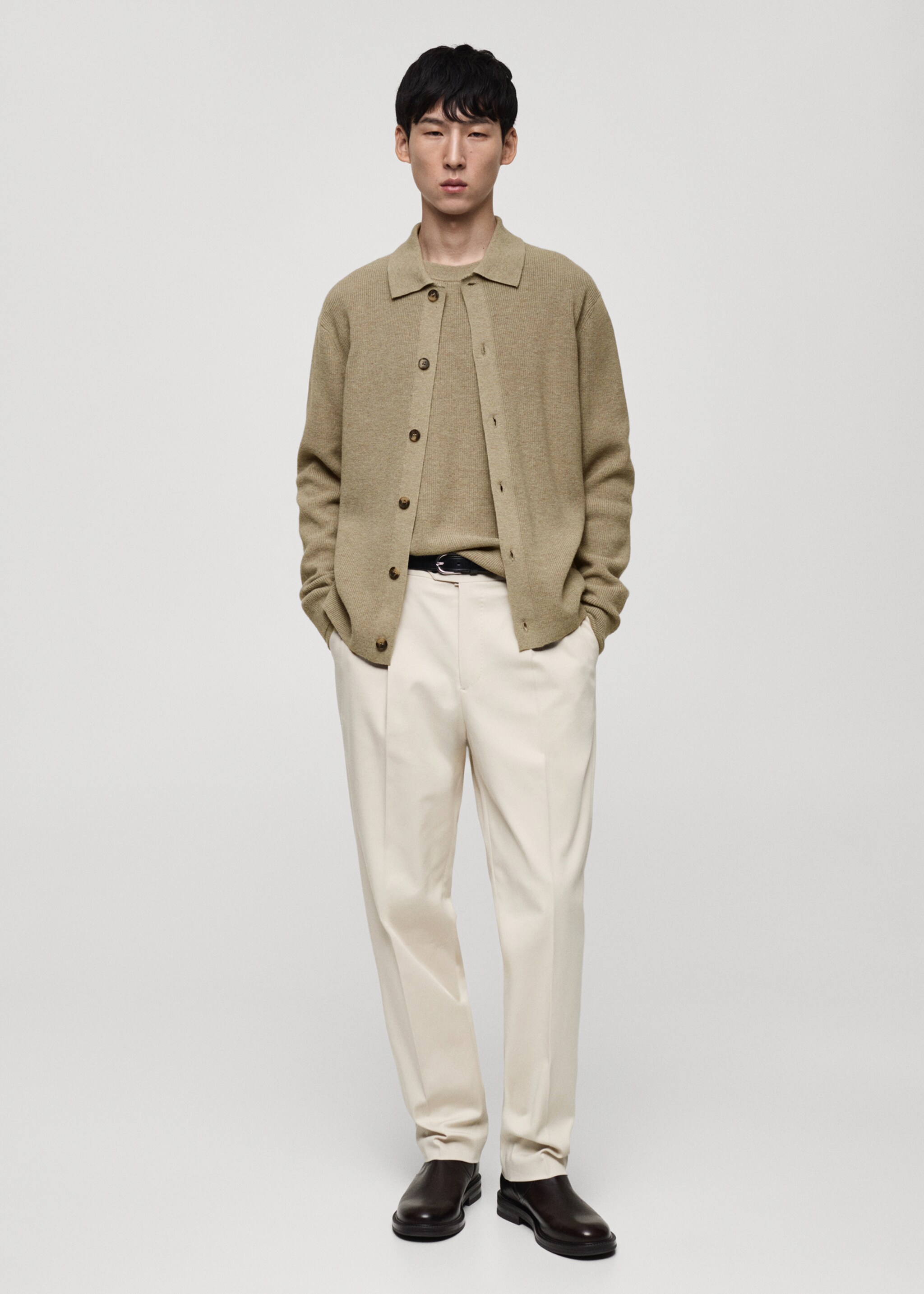 Wool blend polo cardigan - General plane
