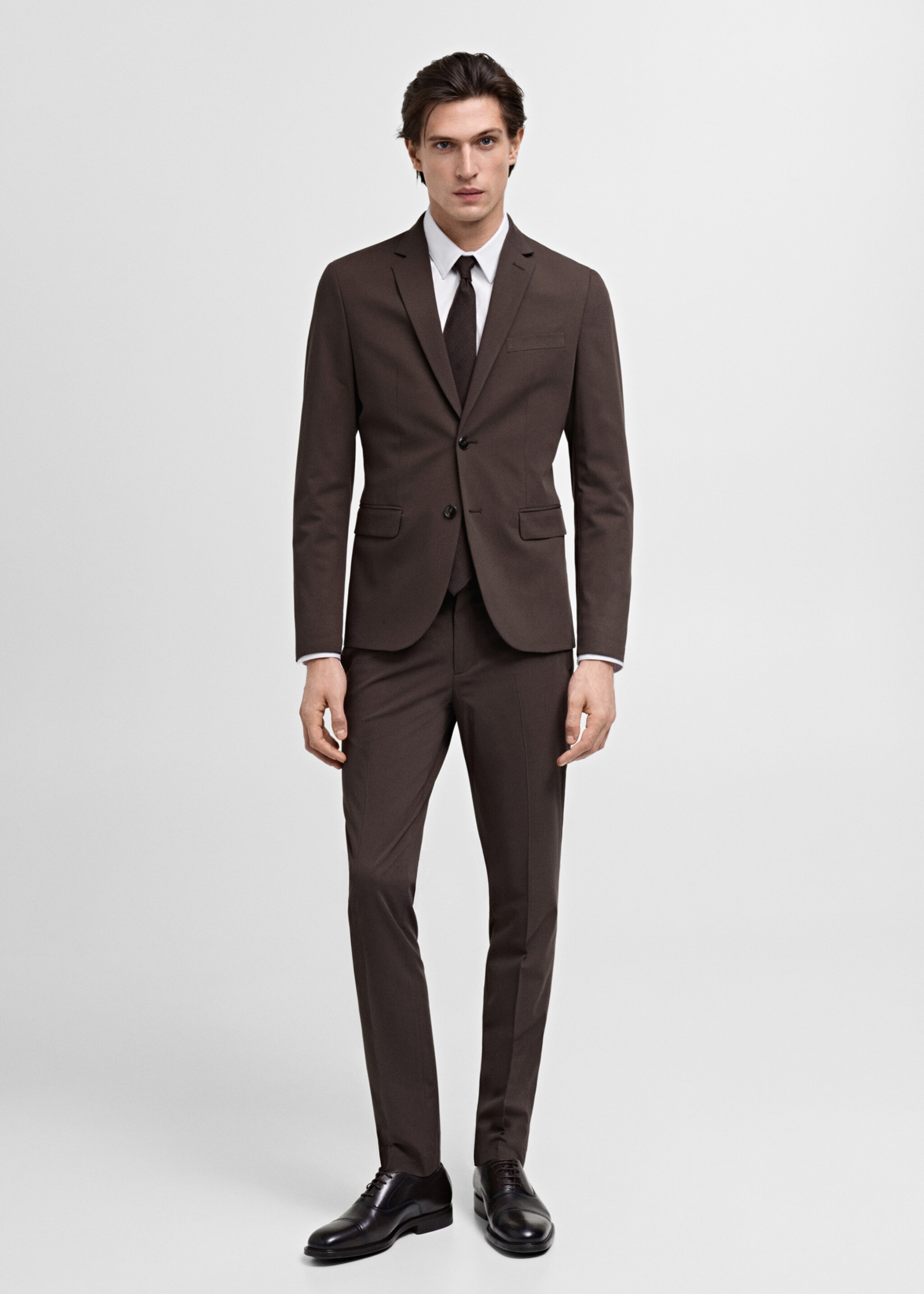 Camisa de fato slim fit de algodão - Plano geral