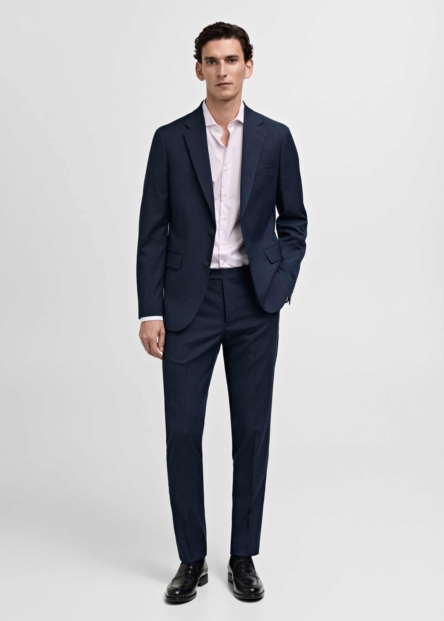 Slim Fit-Anzughemd aus 100 % Baumwolle - Allgemeine Ansicht