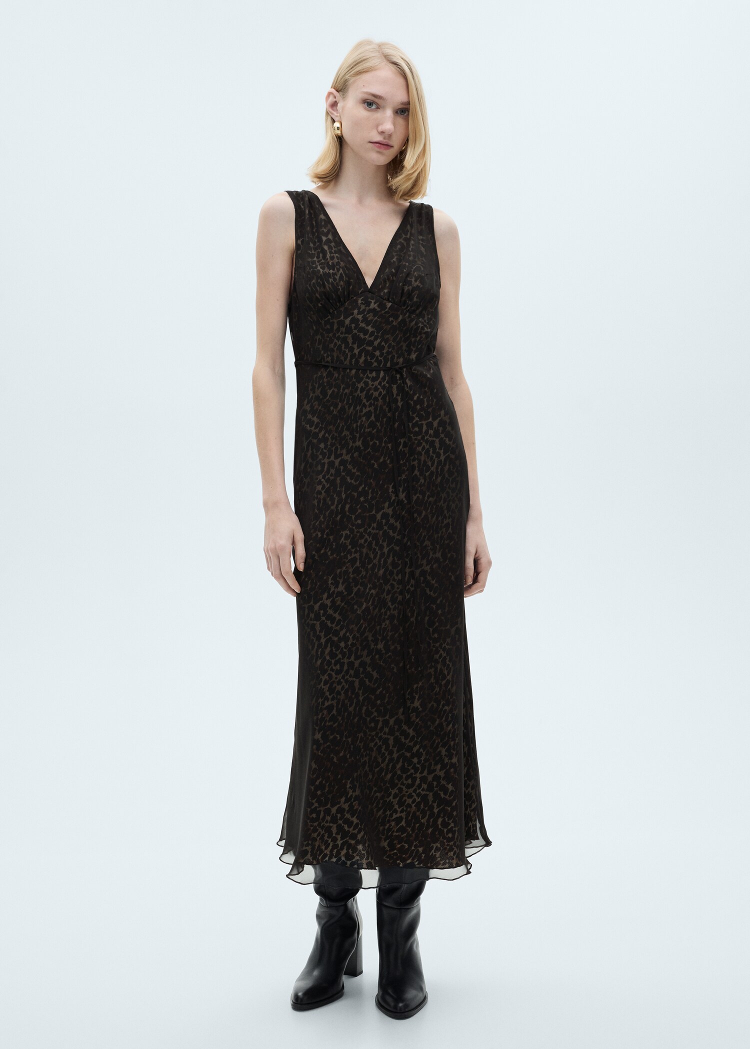 Leopard V-neck dress - General plane