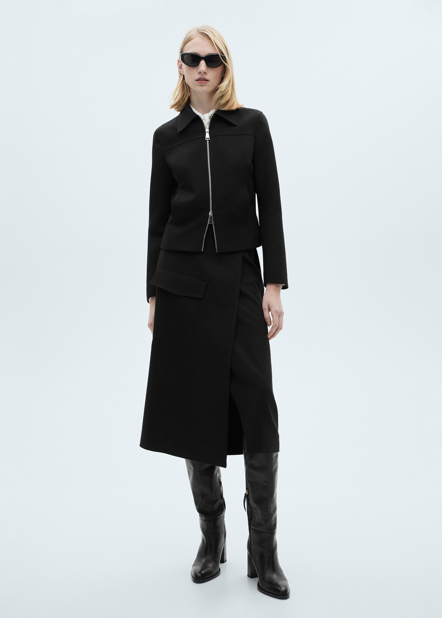 Midi skirt with buckle detail - General plane