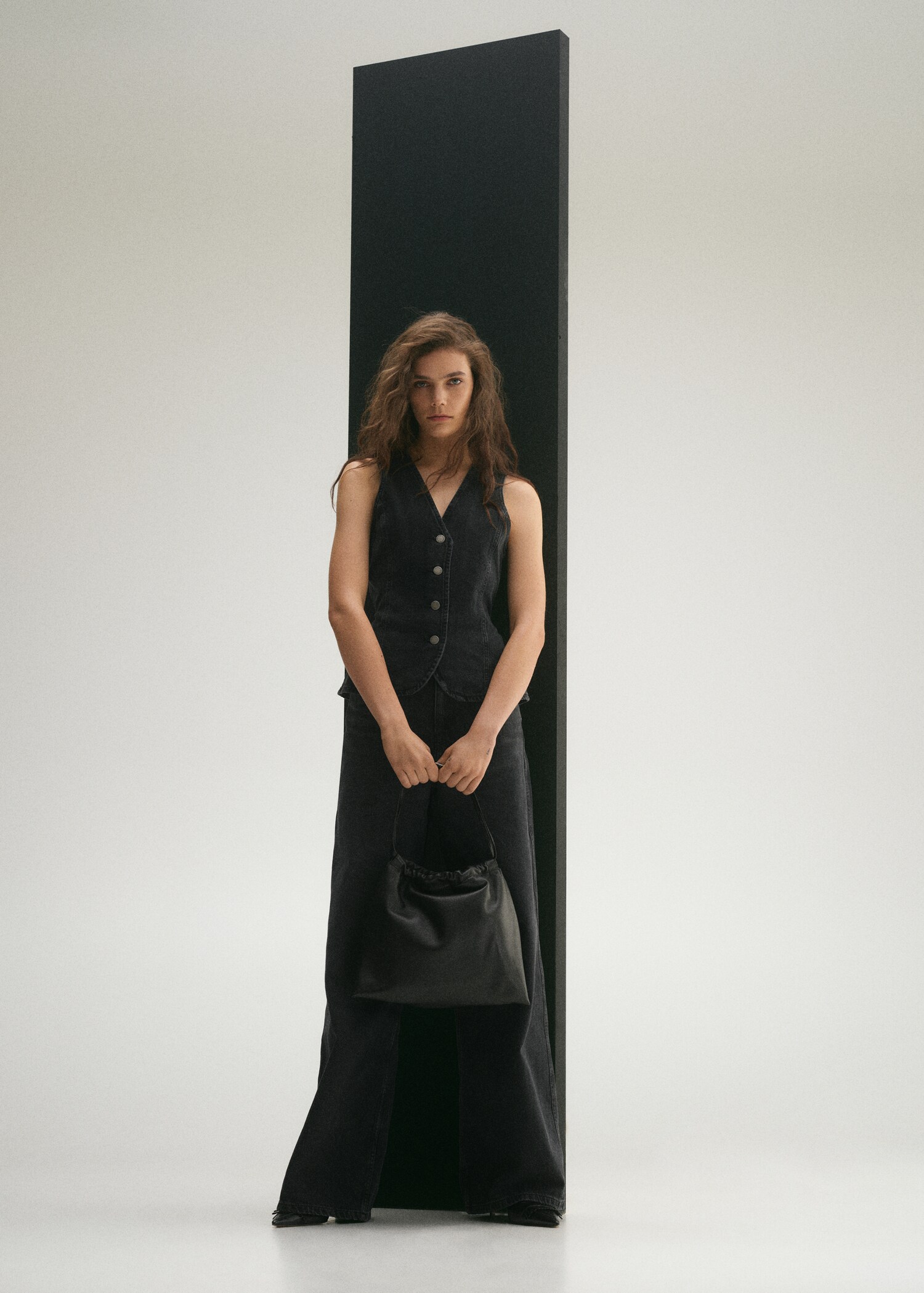 Denim gilet met strik - Overzichtstekening