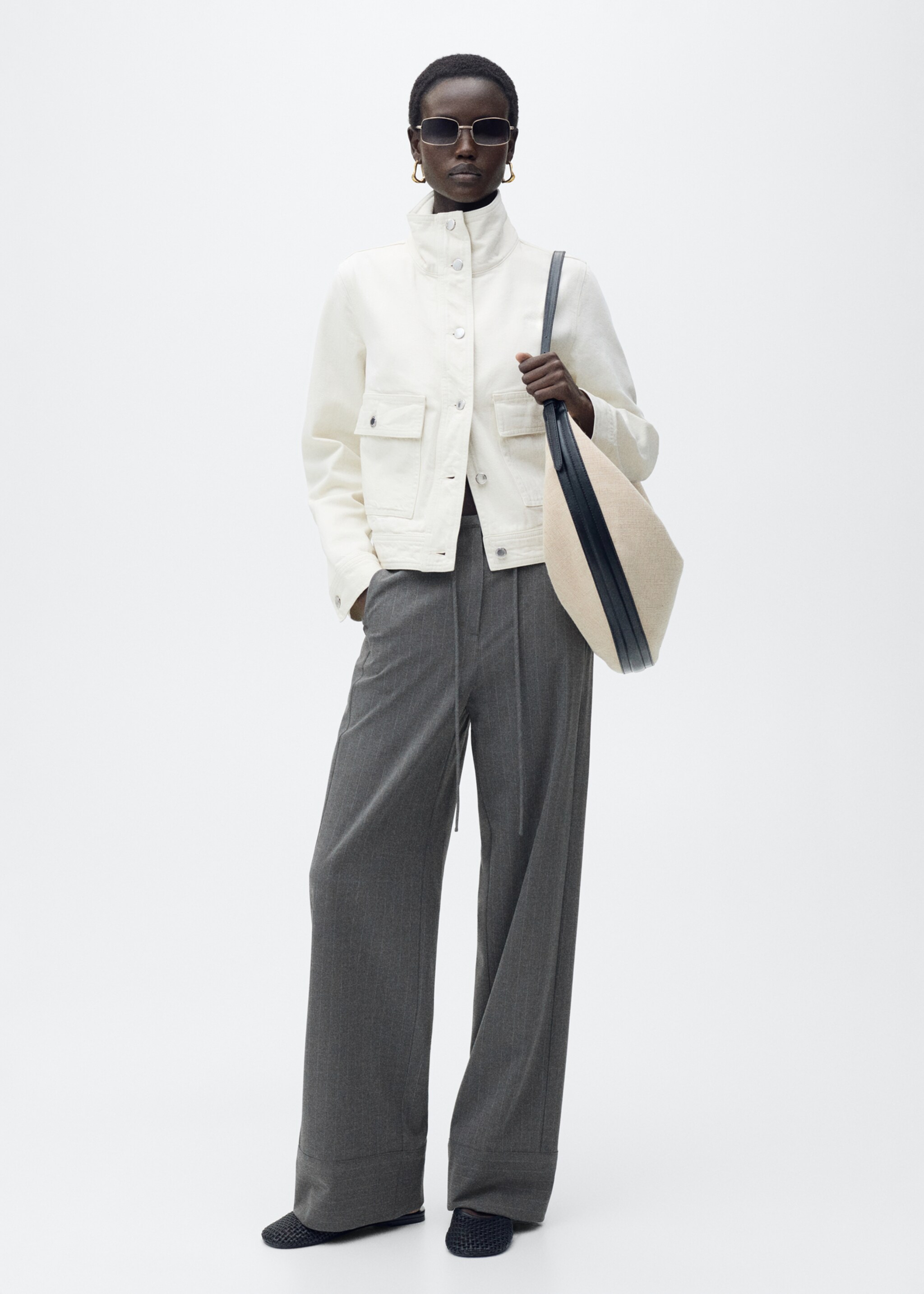 Chalk-stripe straight trousers - General plane