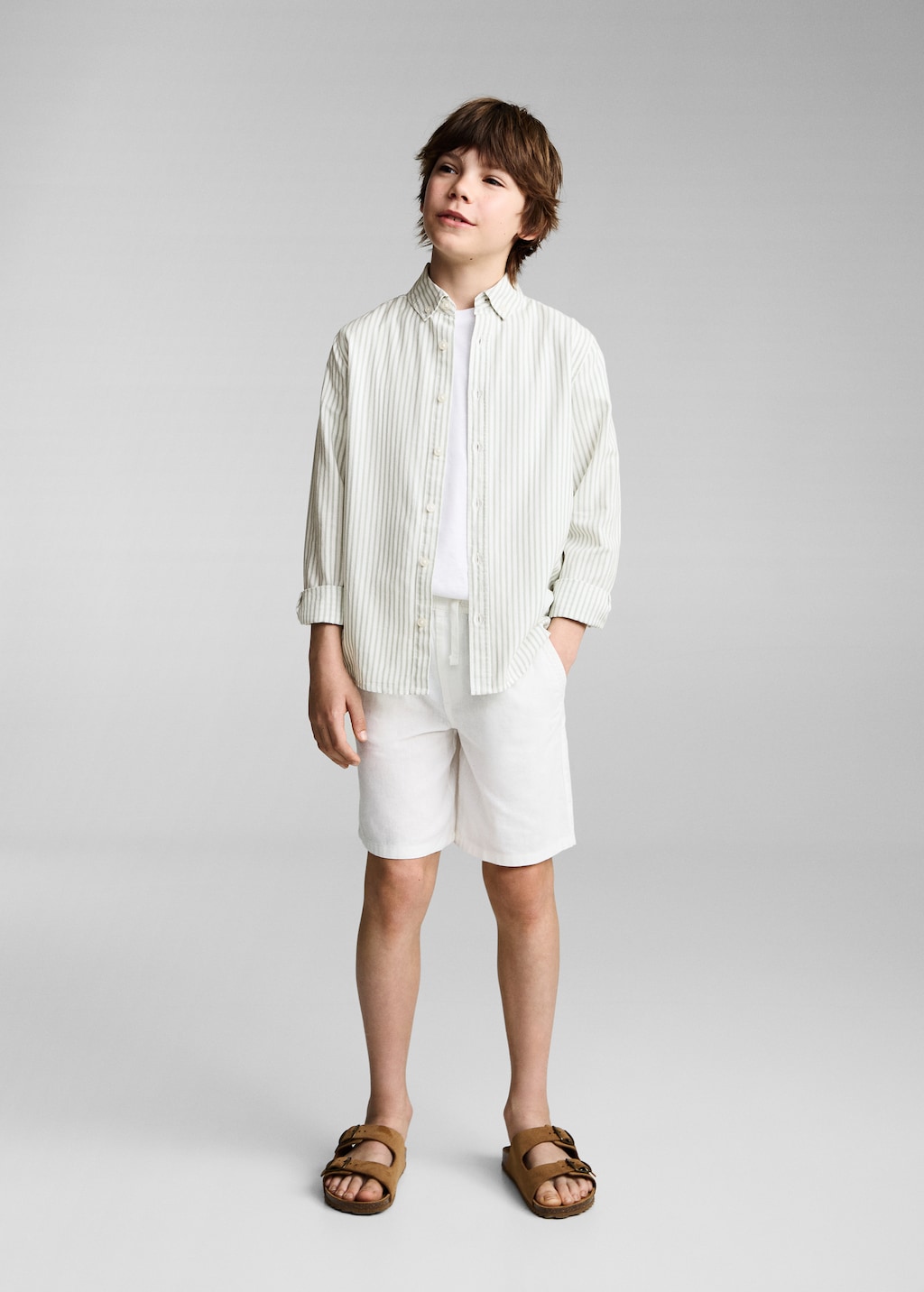 100% cotton Oxford striped shirt - Kids | MANGO USA