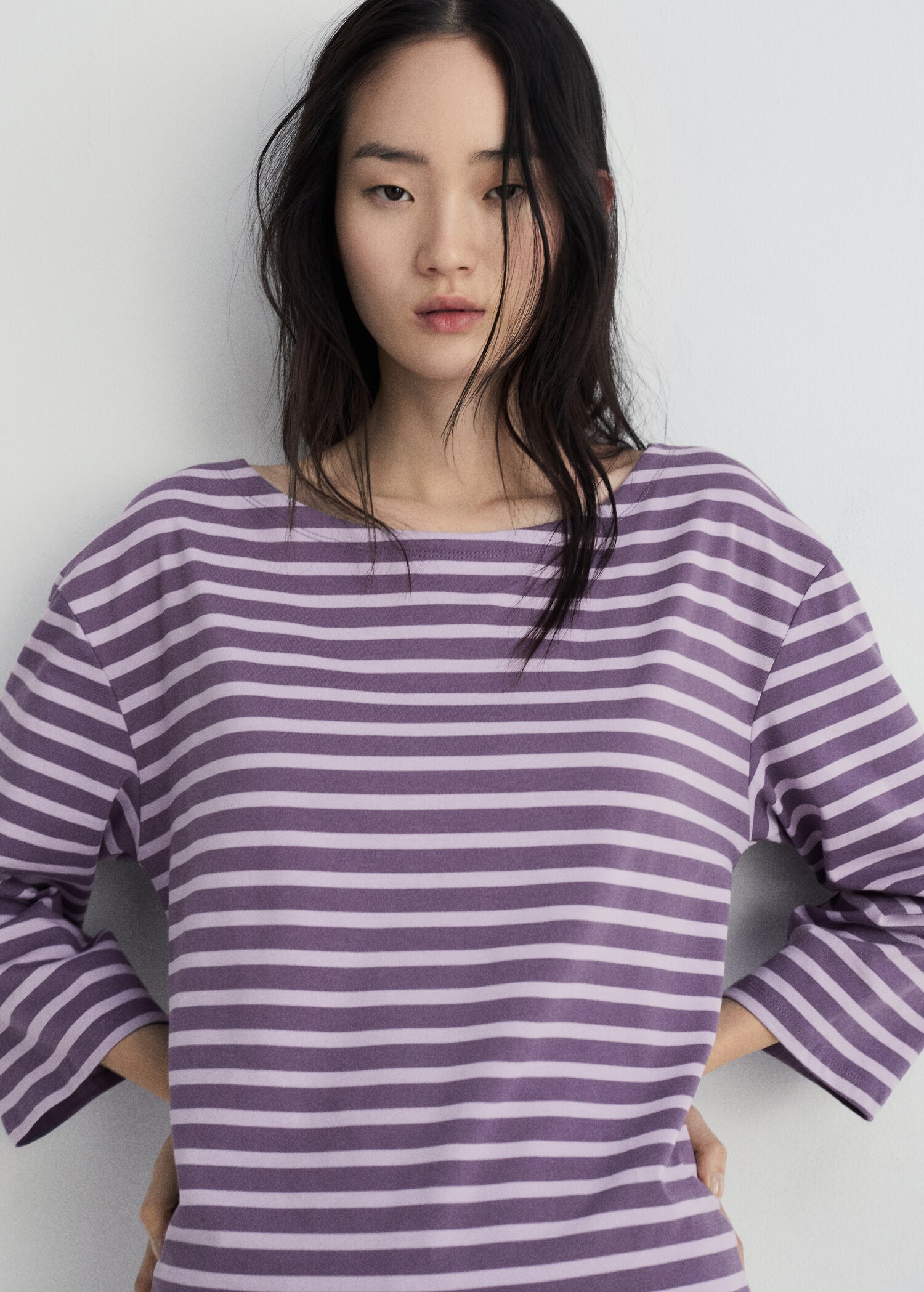 T-shirt coton rayure tissée - Plan général