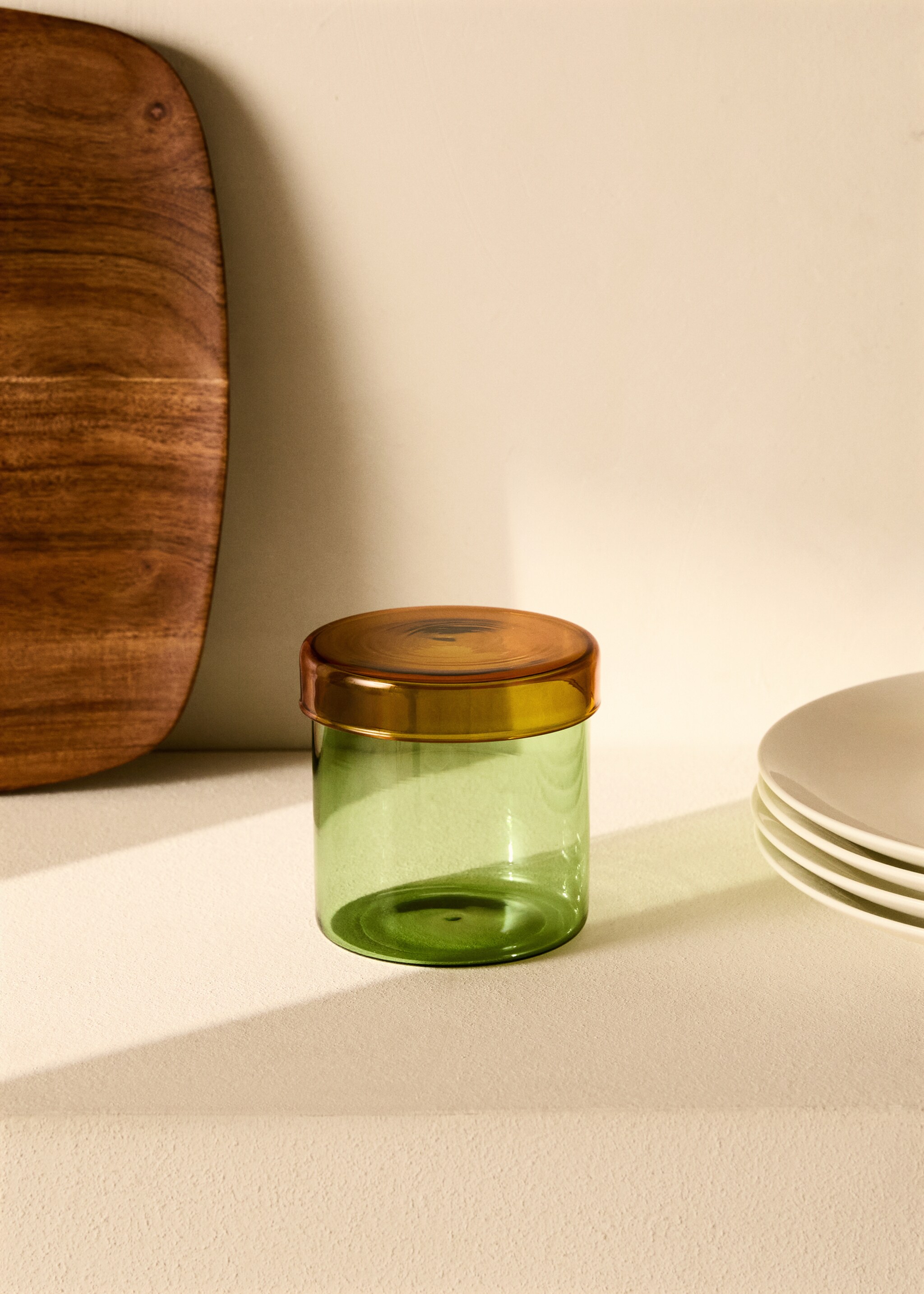 Bote tapa borosilicato bicolor pequeño - Plano general