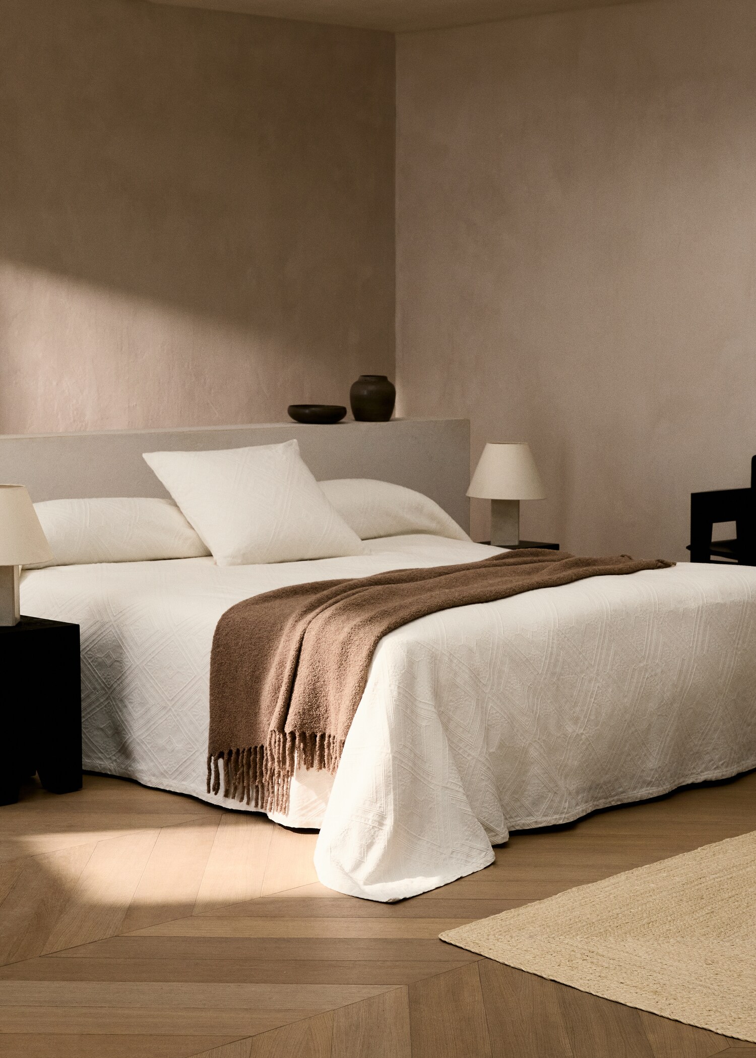 Couvre-lit coton jacquard losanges lit 90 cm - Plan général