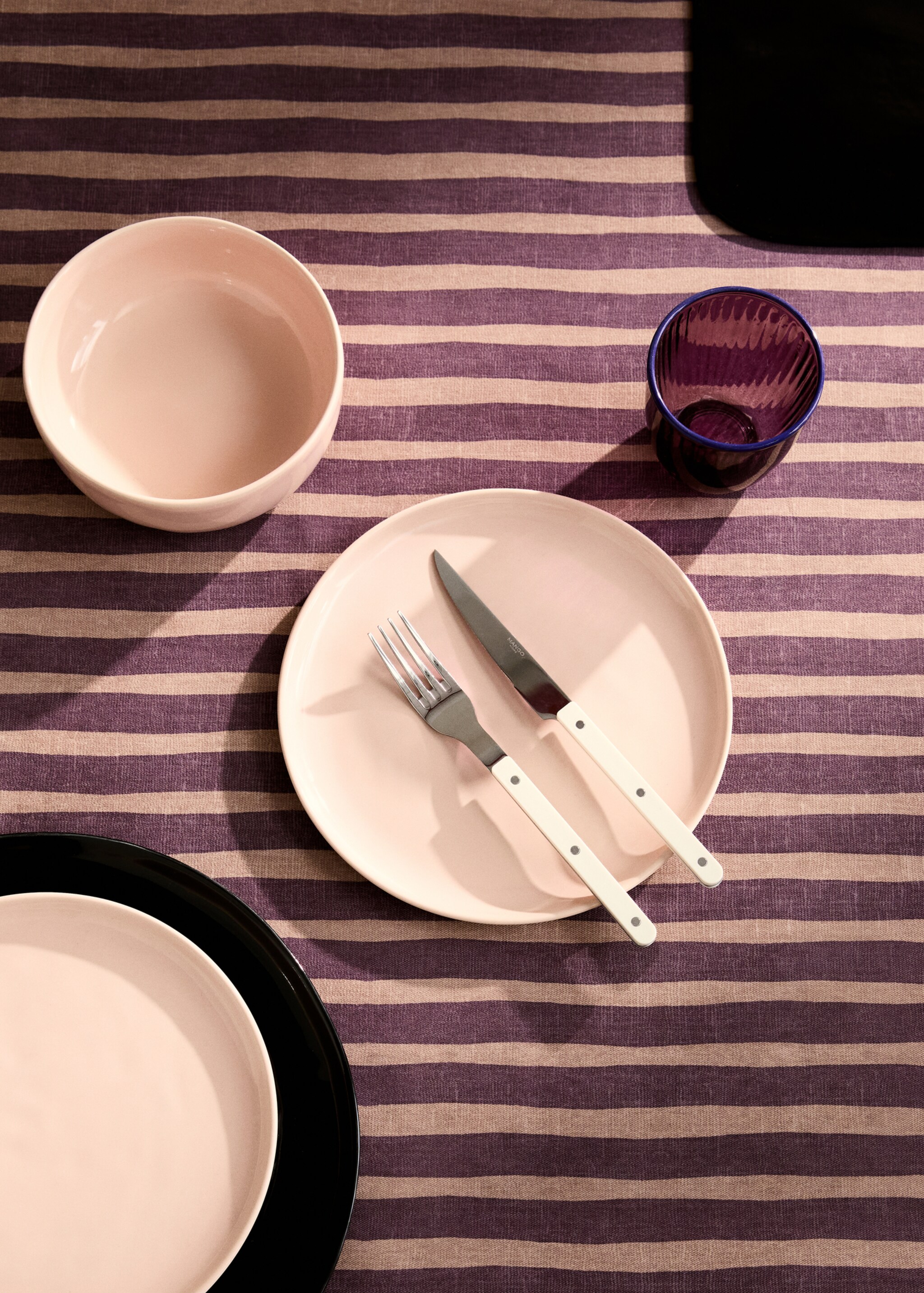 Plato postre gres diseño liso - Plano general