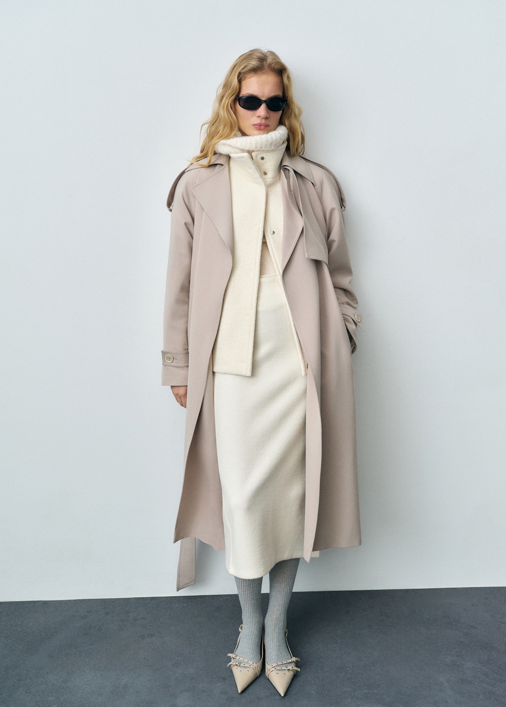 Oversized trench coat with belt - Women | MANGO Japan Oversized trench coat with belt - Women | MANGO Japan