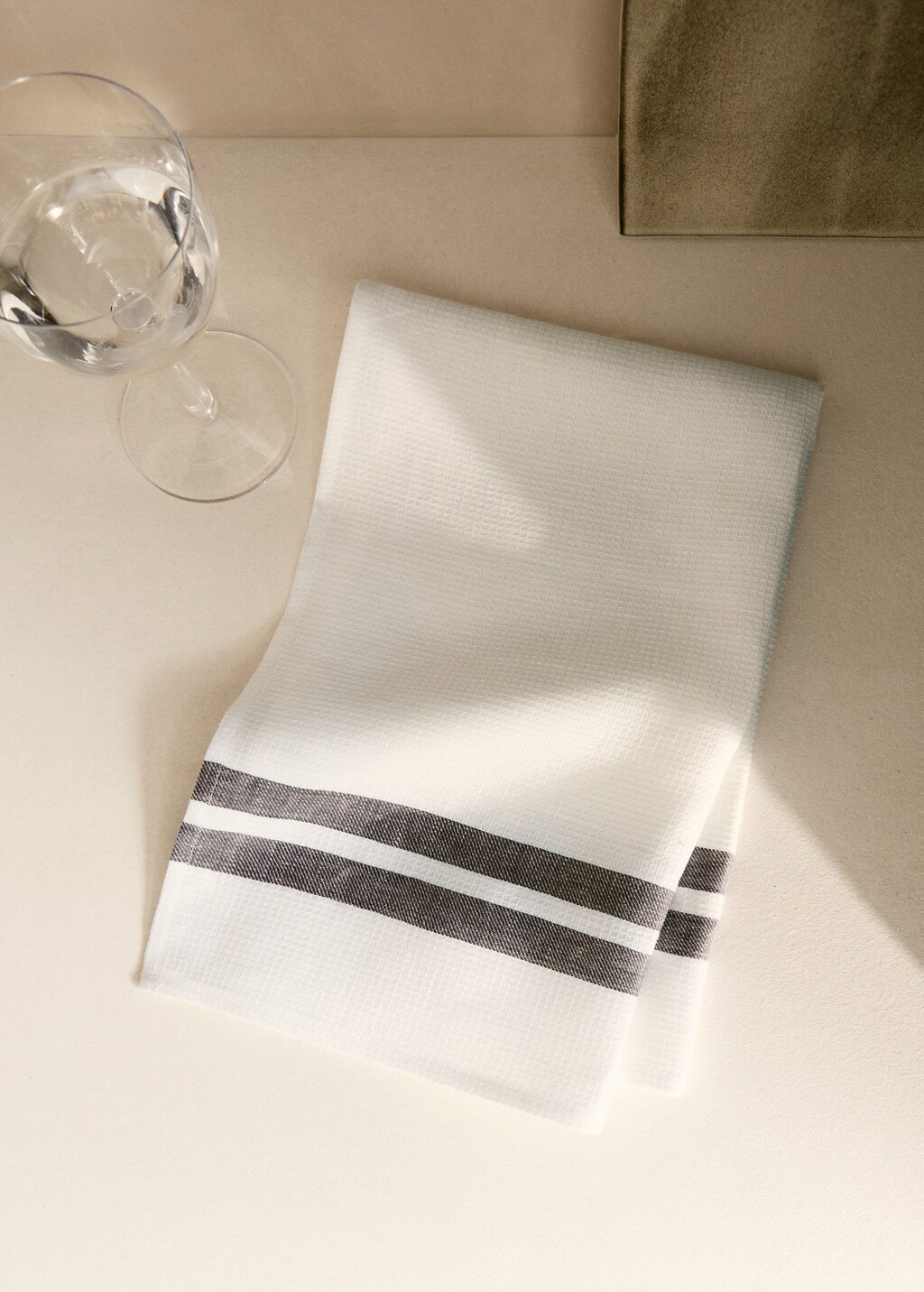 Waffle-linen striped dish cloth