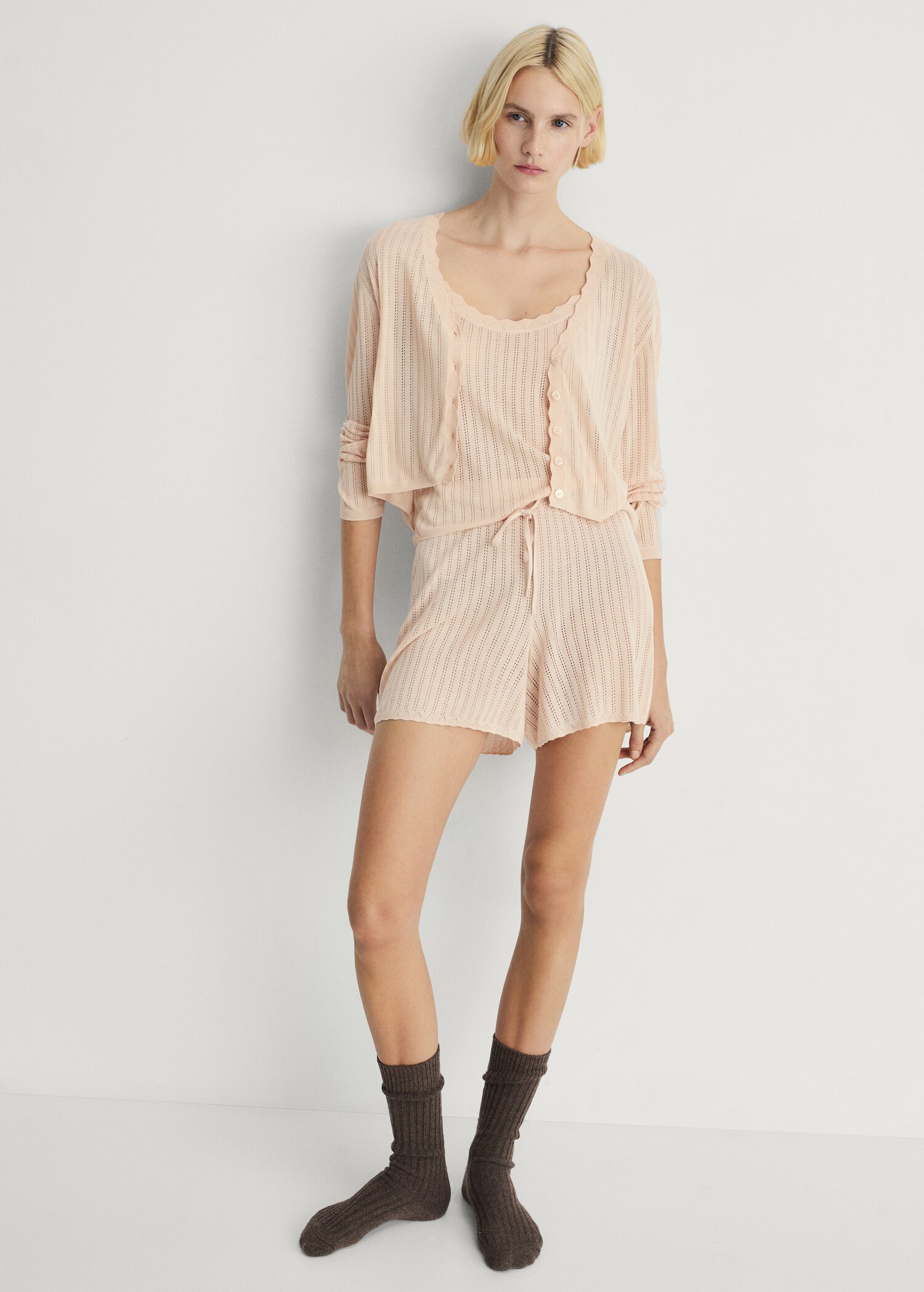 Pajama top with pointelle detail - General plane