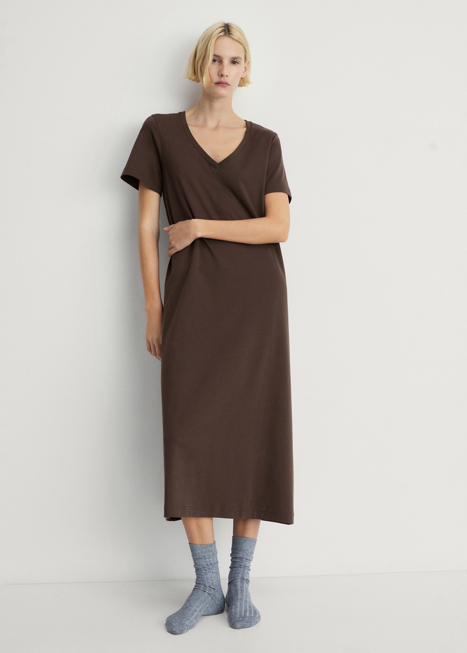 Plain cotton nightgown - General plane