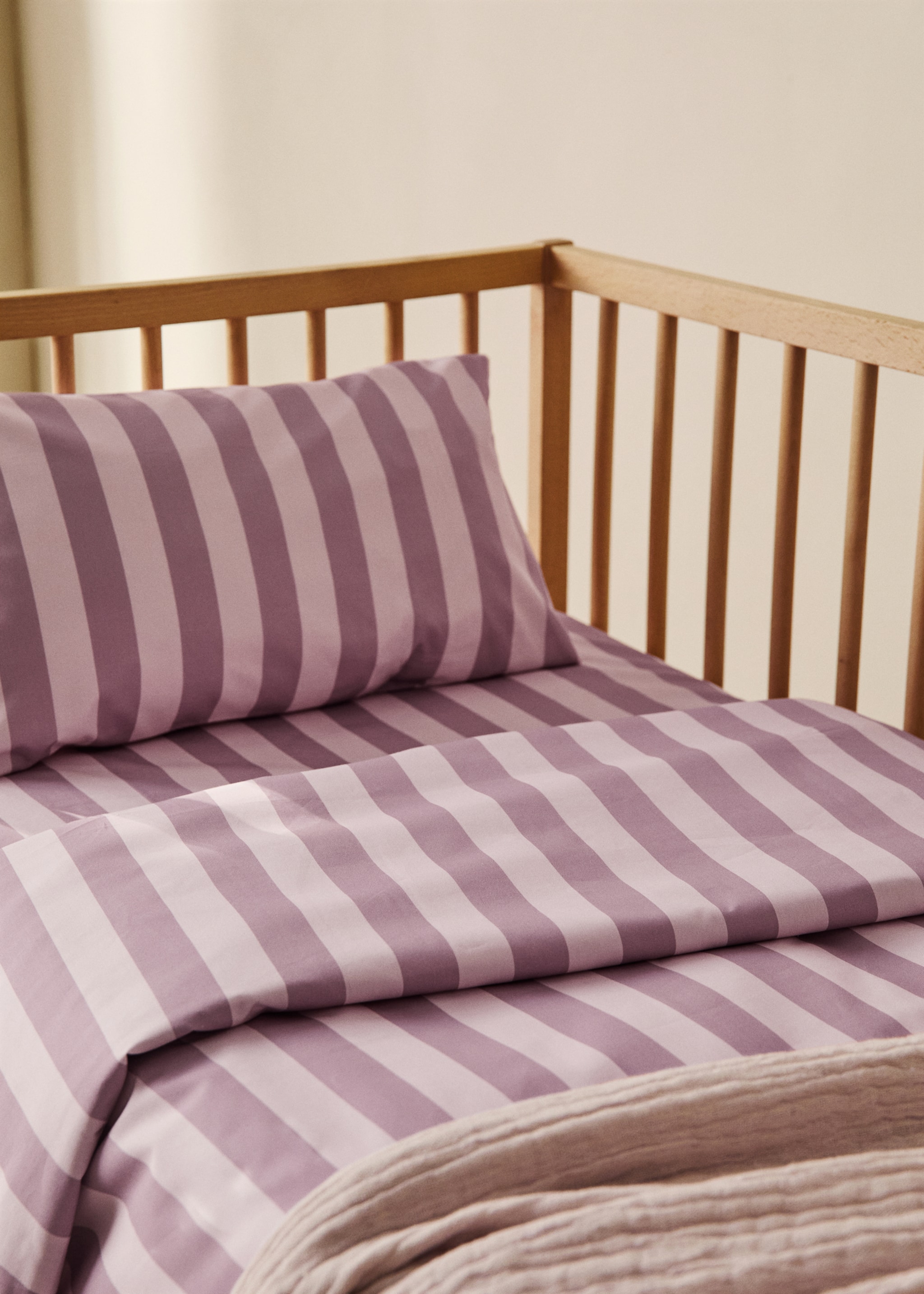 Cotton percale thick-striped duvet cover - General plane