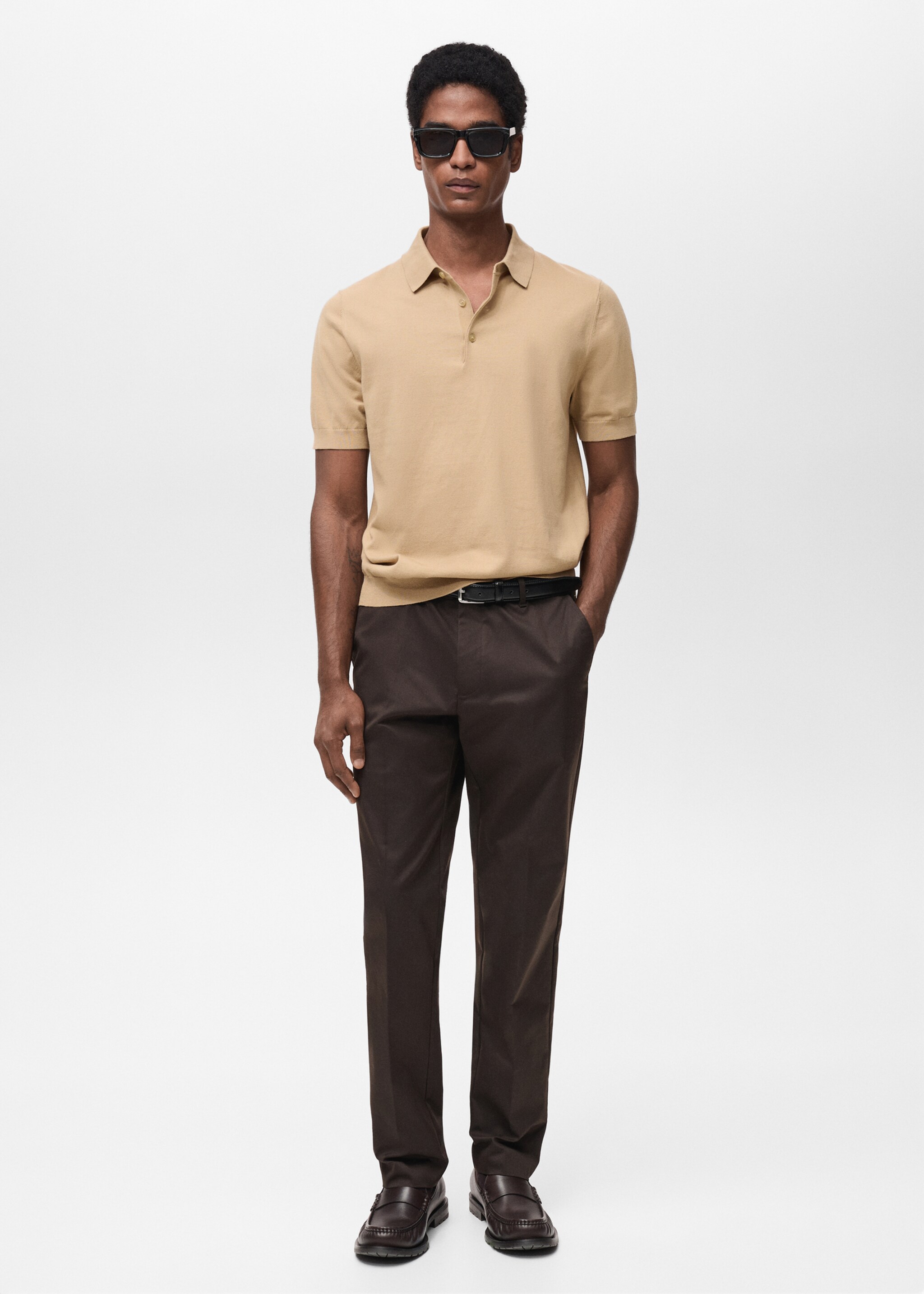 100% cotton fine-knit polo shirt - General plane