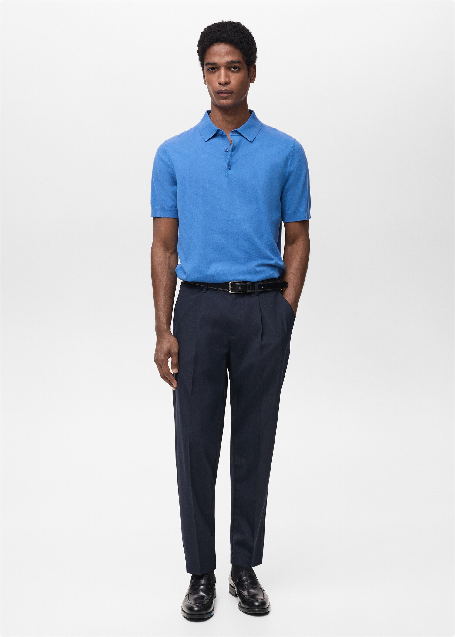 100% cotton fine-knit polo shirt - General plane