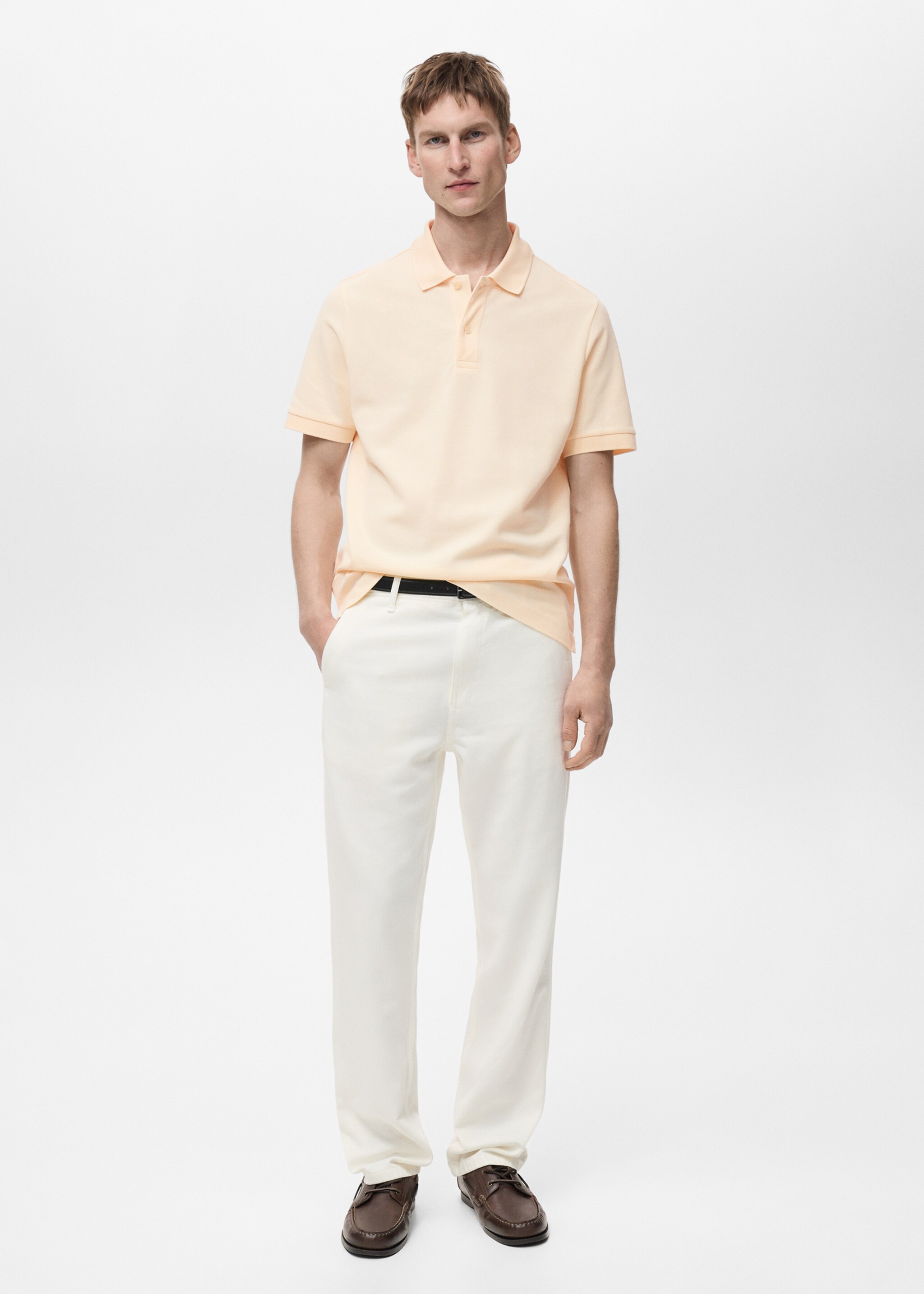 Regular-fit cotton piqué polo shirt - General plane