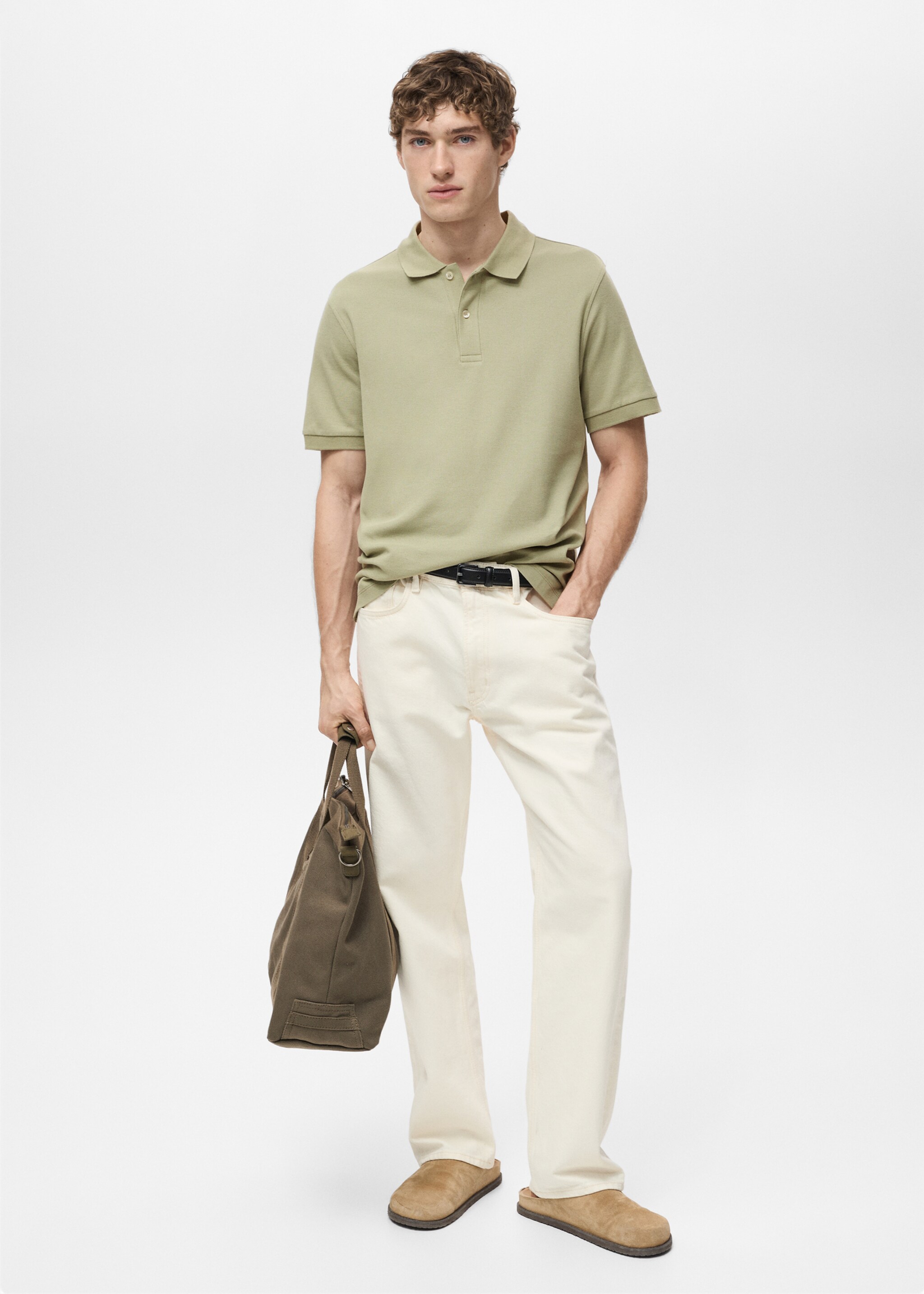 Regular-fit cotton piqué polo shirt - General plane