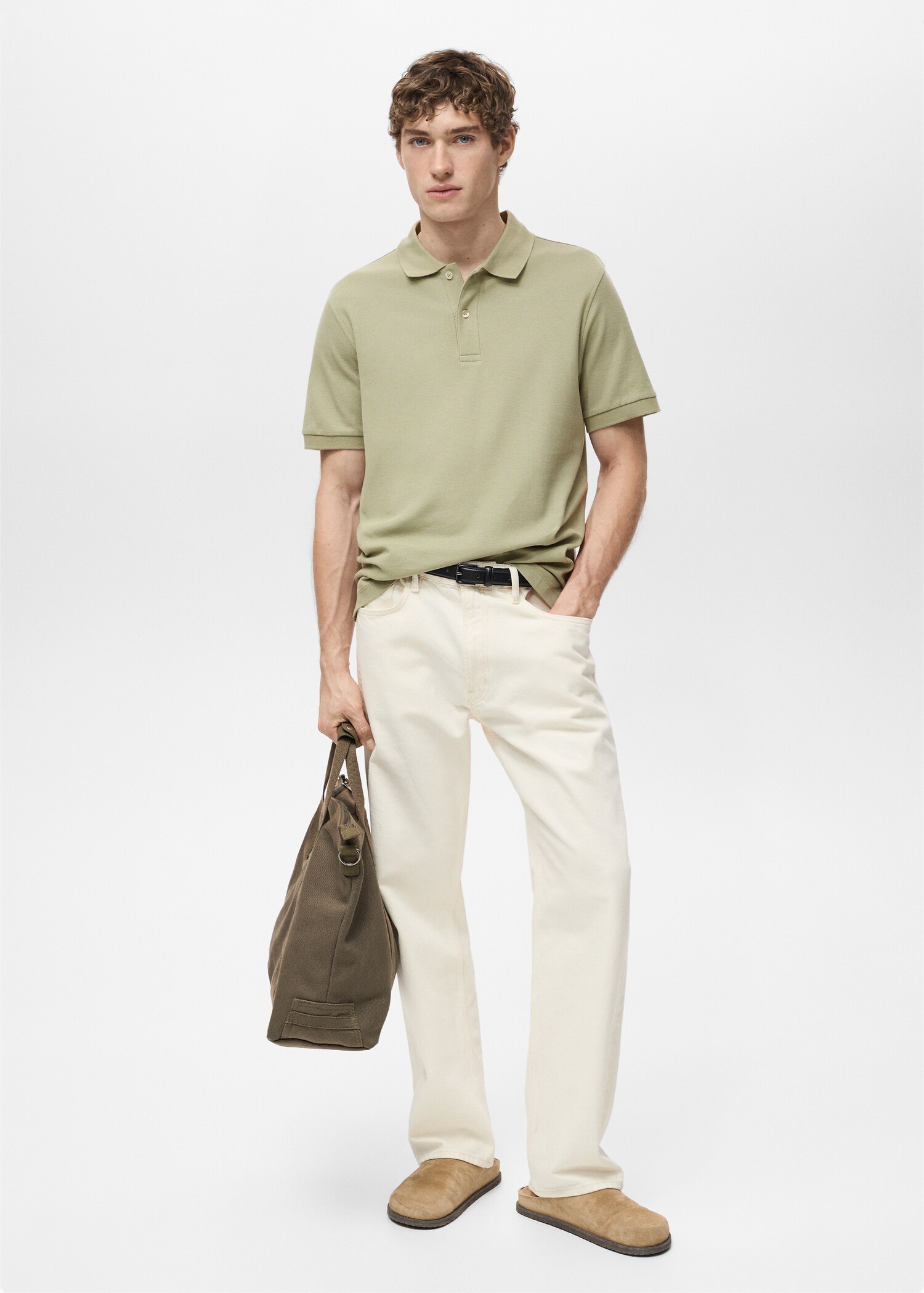 Regular-fit cotton piqué polo shirt - General plane
